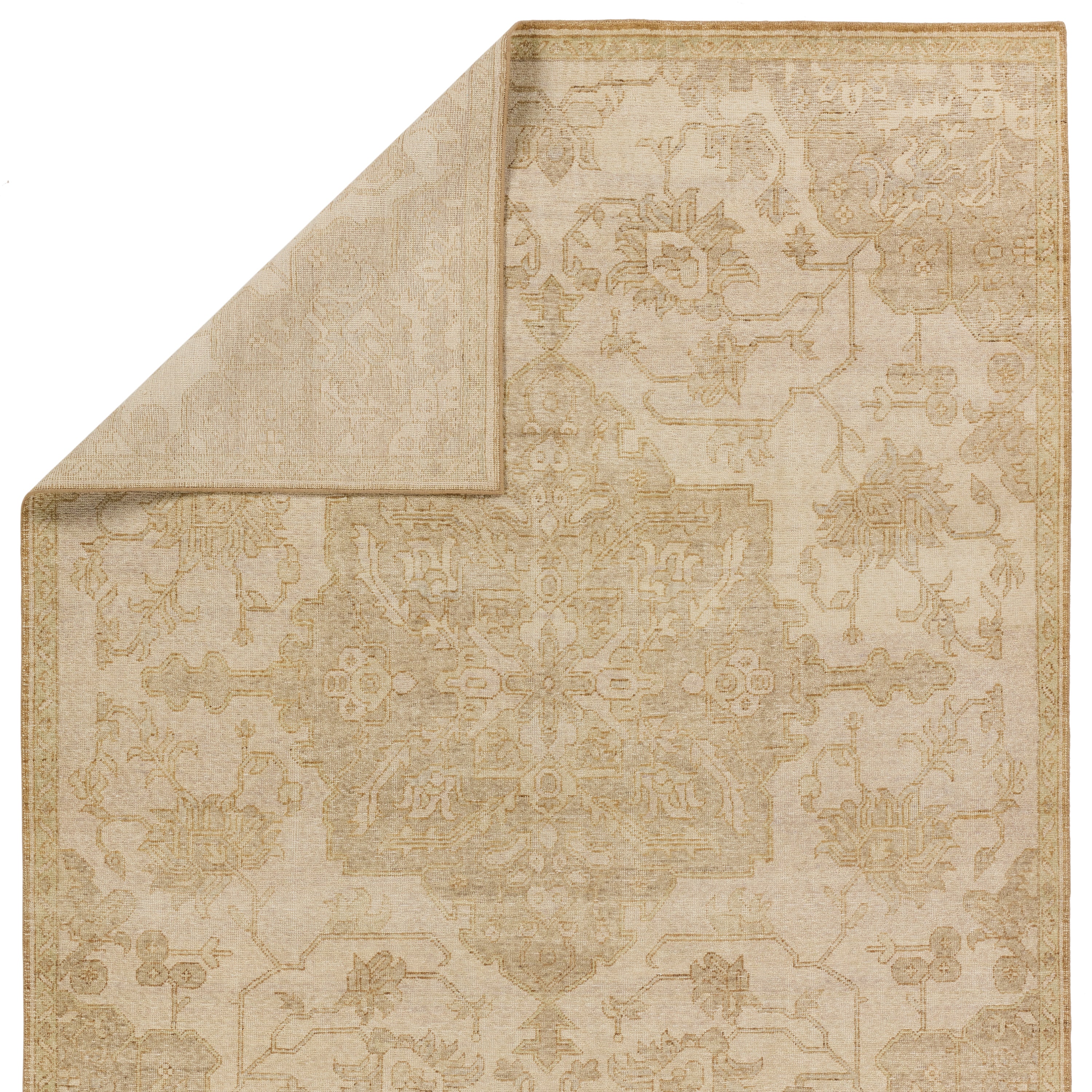 The Onessa collection marries traditional motifs with soft, subdued colorways for the perfect blend of fresh and time-honored style. These hand-knotted wool rugs feature a hand-sheared quality that lends the design a coveted vintage impression. The Danet rug features a distressed, floral pattern in hues of tan, gold, taupe, cream, and hints of green. Amethyst Home provides interior design, new construction, custom furniture, and area rugs in the Scottsdale metro area.