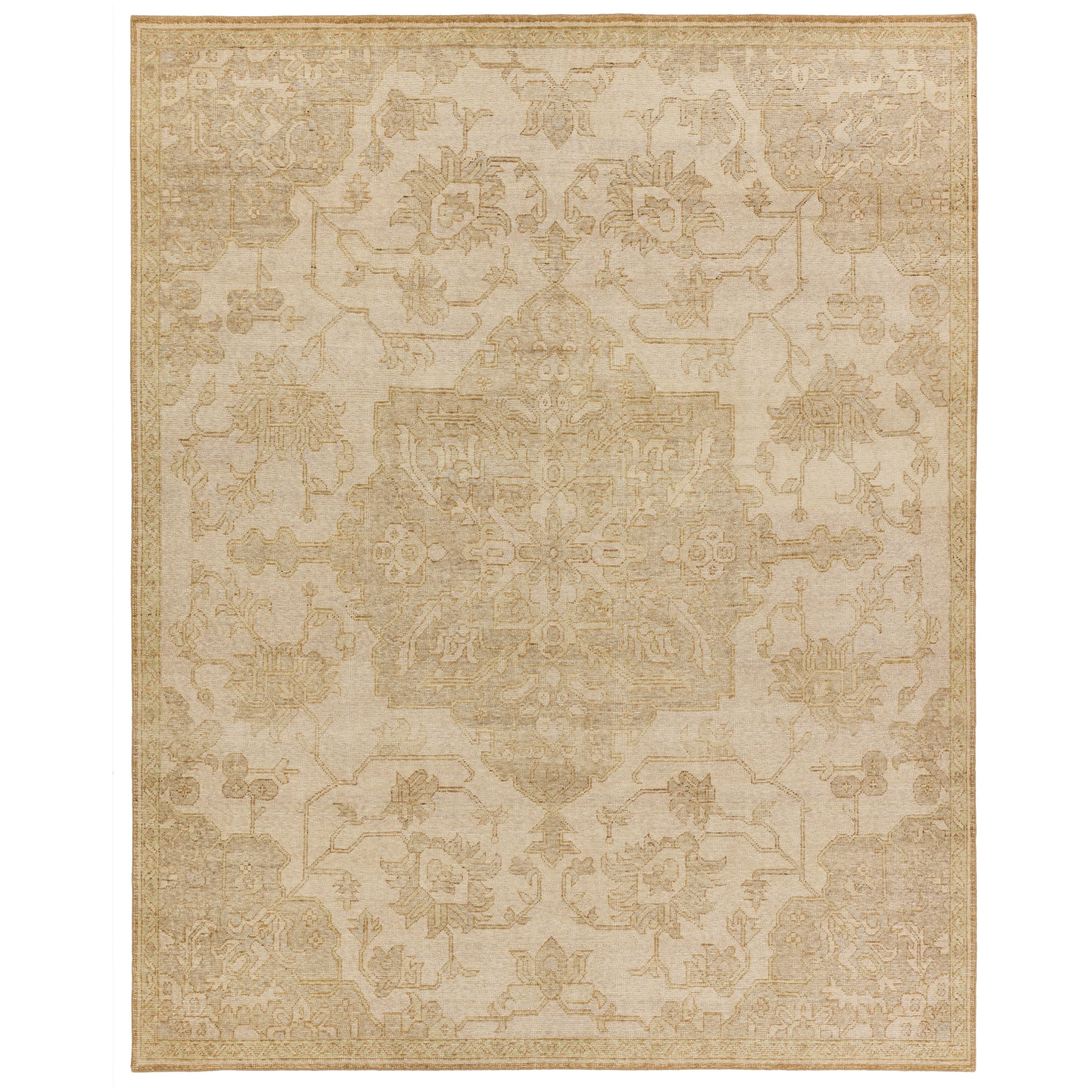 The Onessa collection marries traditional motifs with soft, subdued colorways for the perfect blend of fresh and time-honored style. These hand-knotted wool rugs feature a hand-sheared quality that lends the design a coveted vintage impression. The Danet rug features a distressed, floral pattern in hues of tan, gold, taupe, cream, and hints of green. Amethyst Home provides interior design, new construction, custom furniture, and area rugs in the Washington metro area.