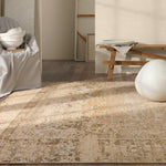The Onessa collection marries traditional motifs with soft, subdued colorways for the perfect blend of fresh and time-honored style. These hand-knotted wool rugs feature a hand-sheared quality that lends the design a coveted vintage impression. The Elinor rug features a heavily distressed, medallion pattern in hues of brown, terracotta, muted gold, cream, and gray. Amethyst Home provides interior design, new construction, custom furniture, and area rugs in the Austin metro area.