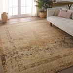 The Onessa collection marries traditional motifs with soft, subdued colorways for the perfect blend of fresh and time-honored style. These hand-knotted wool rugs feature a hand-sheared quality that lends the design a coveted vintage impression. The Elinor rug features a heavily distressed, medallion pattern in hues of brown, terracotta, muted gold, cream, and gray. Amethyst Home provides interior design, new construction, custom furniture, and area rugs in the Houston metro area.