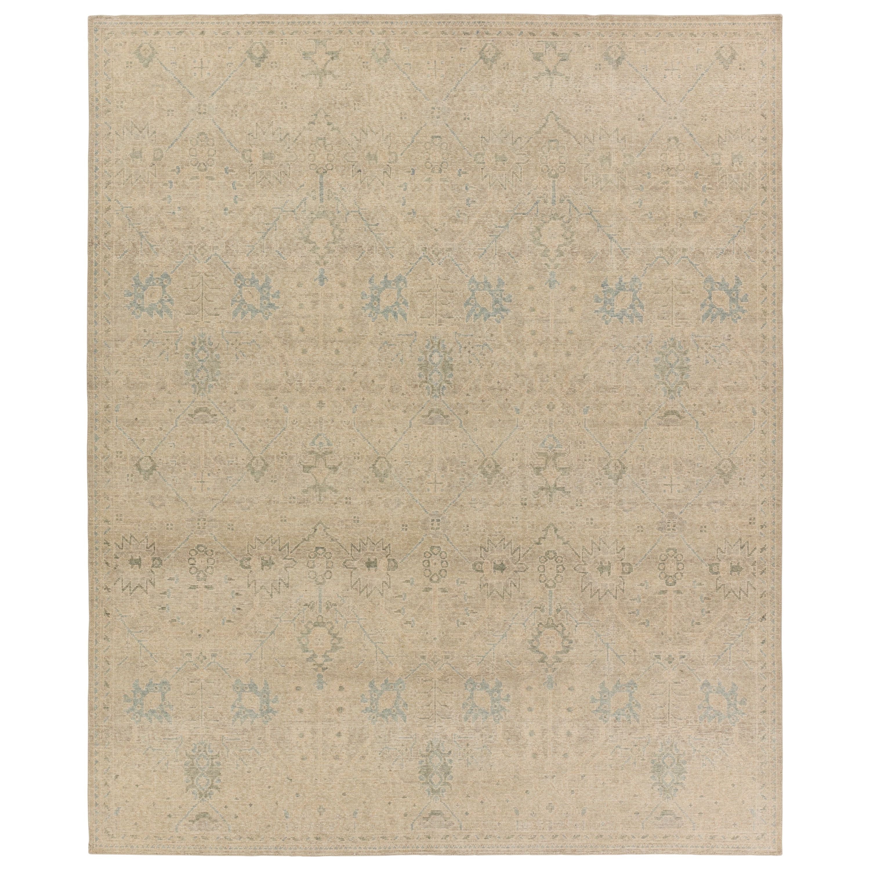 The Onessa collection marries traditional motifs with soft, subdued colorways for the perfect blend of fresh and time-honored style. These hand-knotted wool rugs feature a hand-sheared quality that lends the design a coveted vintage impression. The Joan rug features a distressed, floral Oushak pattern in hues of tan, blue, taupe, cream, and gray. Amethyst Home provides interior design, new construction, custom furniture, and area rugs in the Salt Lake City metro area.
