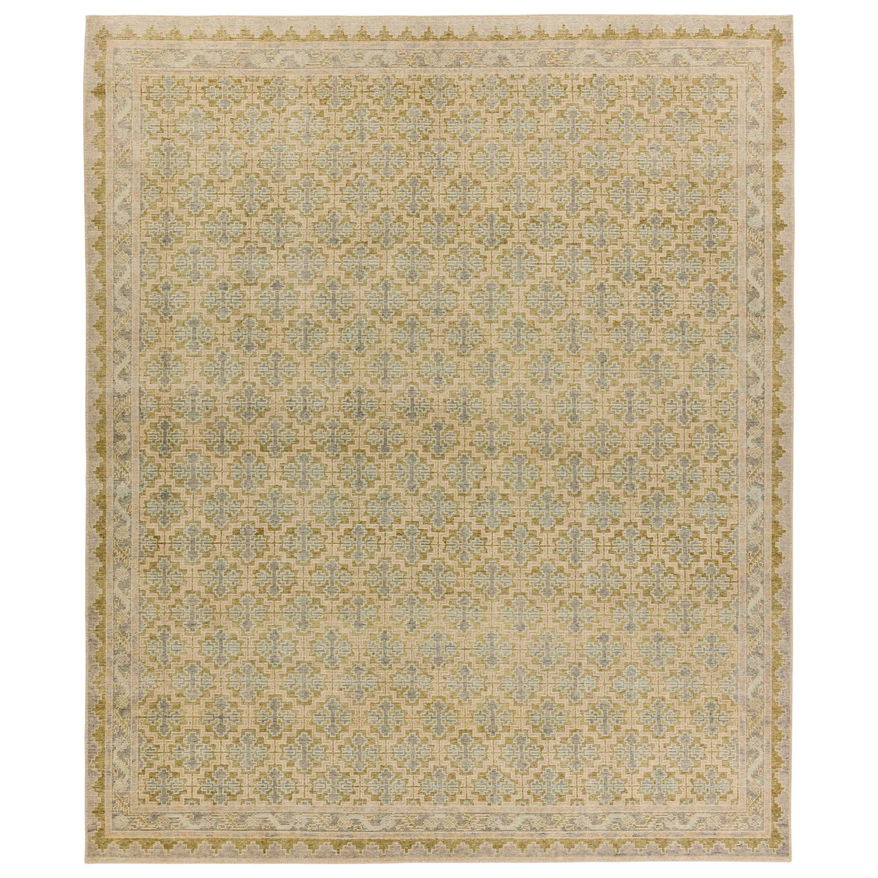 The Onessa collection marries traditional motifs with soft, subdued colorways for the perfect blend of fresh and time-honored style. These hand-knotted wool rugs feature a hand-sheared quality that lends the design a coveted vintage impression. The Mildred rug features a tile and mini-medallion pattern in hues of blue, green, cream, taupe, and gray. Amethyst Home provides interior design, new construction, custom furniture, and area rugs in the Laguna Beach metro area.