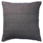 Linen is a fiber that takes on a soft beauty the more it is washed and worn ? its beauty is shaped by daily life. The handmade Cassis pillow features a soft charcoal color and a natural fringe on all sides. The gentle texture brings subtle sophistication to any contemporary home.Indoor Pillow Amethyst Home provides interior design, new home construction design consulting, vintage area rugs, and lighting in the Salt Lake City metro area.