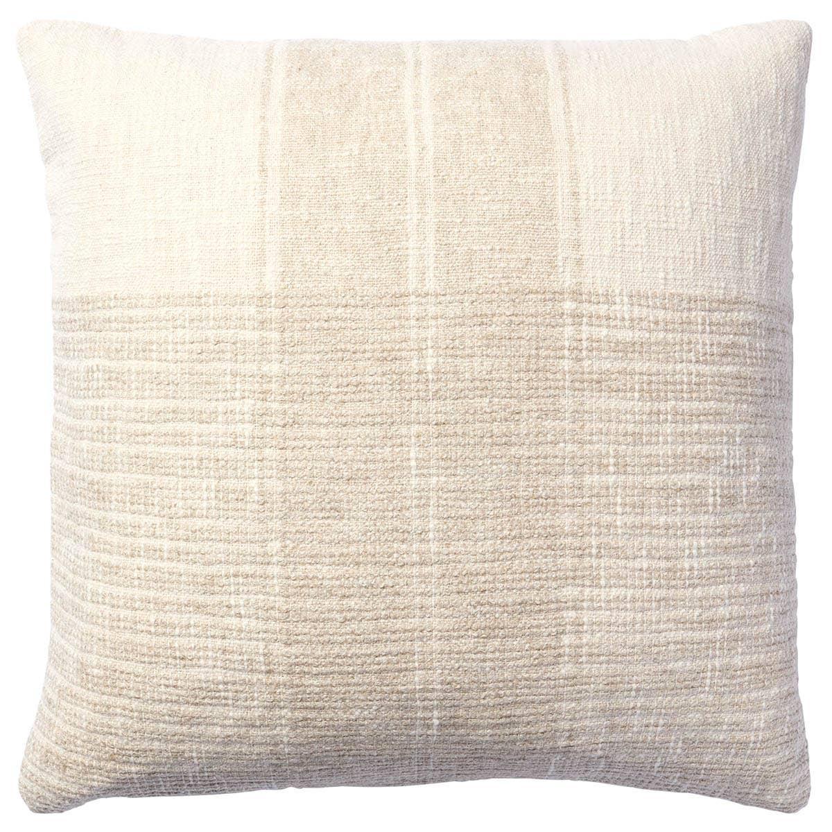 The handcrafted Cueva throw pillow delights with a striped plaid design in hues of cream and beige. The neutral tones establish a versatile accent piece that works in any indoor space.Indoor Pillow Amethyst Home provides interior design, new home construction design consulting, vintage area rugs, and lighting in the Winter Garden metro area.