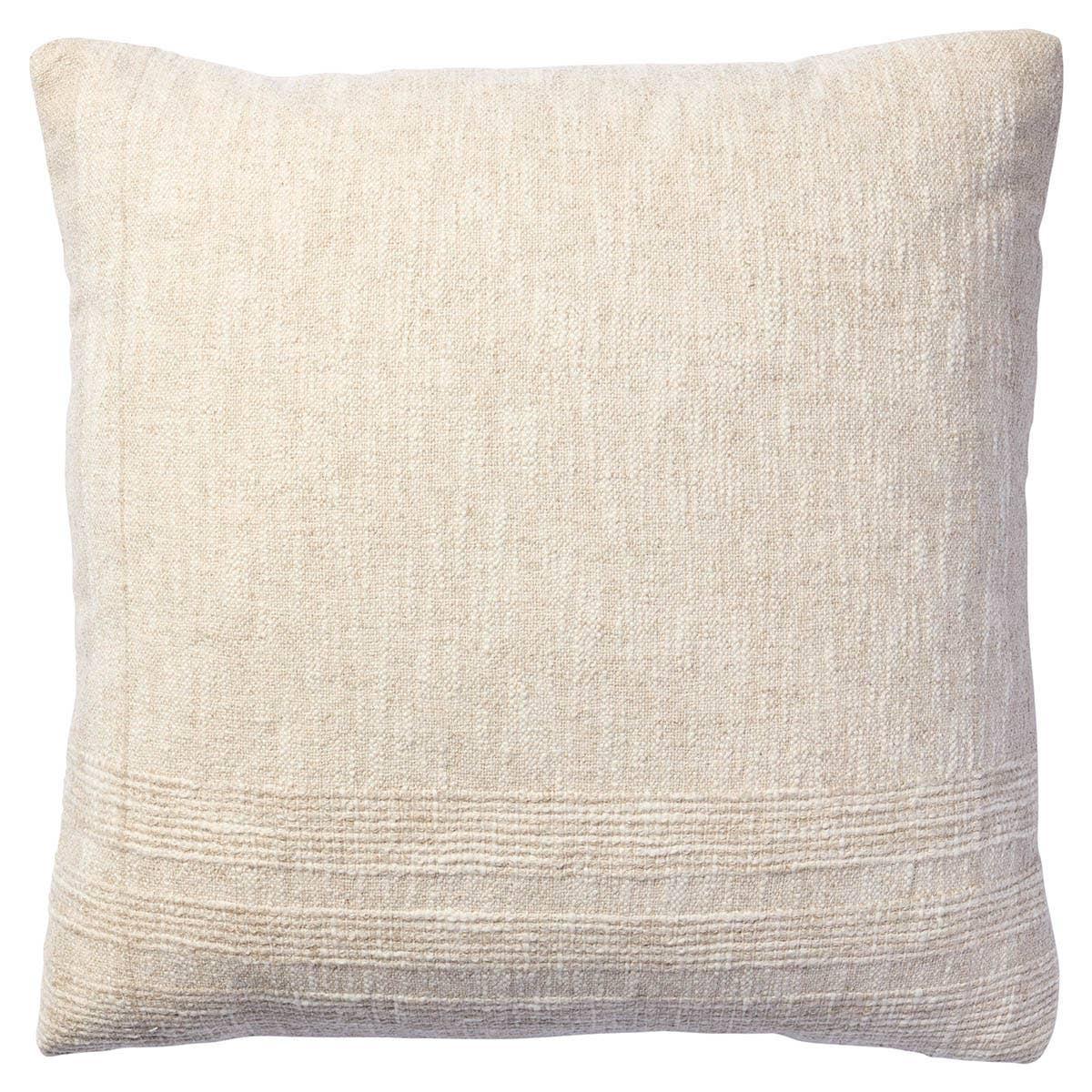 The handcrafted Novia pillow stuns with simple elegance. Full of texture yet soft to the touch, this cream and beige throw pillow suits any indoor space. The cotton, linen and viscose blend adds comfort while maintaining style.Indoor Pillow Amethyst Home provides interior design, new home construction design consulting, vintage area rugs, and lighting in the Scottsdale metro area.