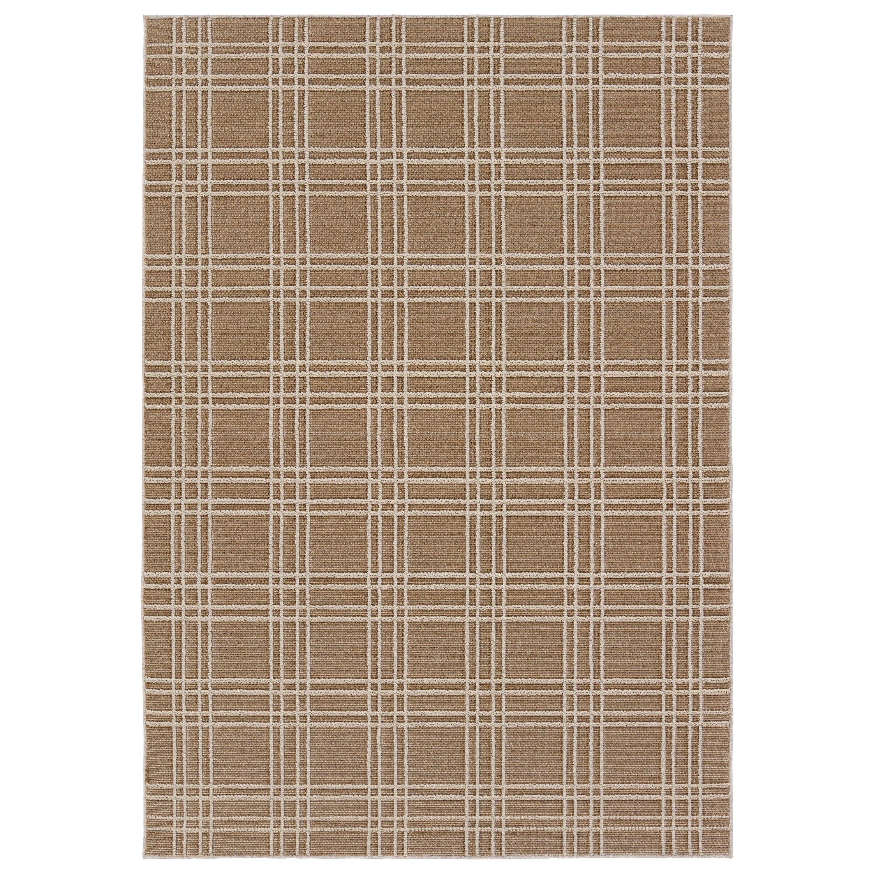 The indoor-outdoor Paradizo collection features durable, weather-resistant fibers that create a flatwoven, natural look. Emanating the colors and tone of grass fibers, the Barrett rug boasts a neutral, grounding palette. The textural grid design paired with the colorway of brown and cream highlight the easily styled nature of this accent piece. Amethyst Home provides interior design, new home construction design consulting, vintage area rugs, and lighting in the Salt Lake City metro area.