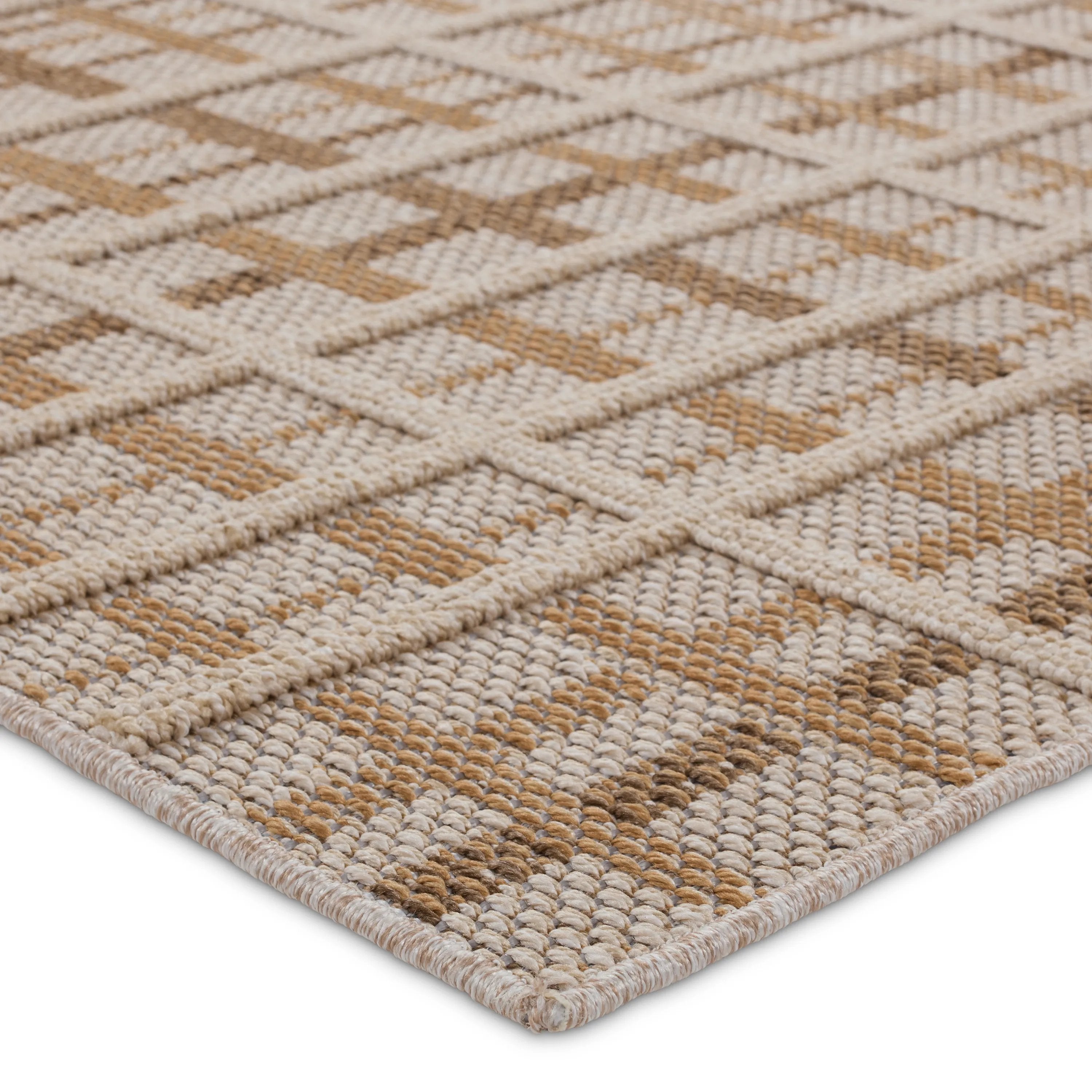 The indoor-outdoor Paradizo collection features durable, weather-resistant fibers that create a flatwoven, natural look. Emanating the colors and tone of grass fibers, the Cecily rug boasts a neutral, grounding palette. The textural grid design paired with the colorway of brown and cream highlight the easily styled nature of this accent piece. Amethyst Home provides interior design, new home construction design consulting, vintage area rugs, and lighting in the Washington metro area.