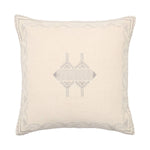 Inspired by Moroccan Sabra styles, the Puebla Ianira boasts vibrant color palettes and intricate tribal embroidery. The Ianira throw pillow features a cream colorway with a silvery medallion and tribal details accenting the textural, cotton weave. This indoor accent pillow delights in any modern home.Indoor Pillow Amethyst Home provides interior design, new home construction design consulting, vintage area rugs, and lighting in the Dallas metro area.