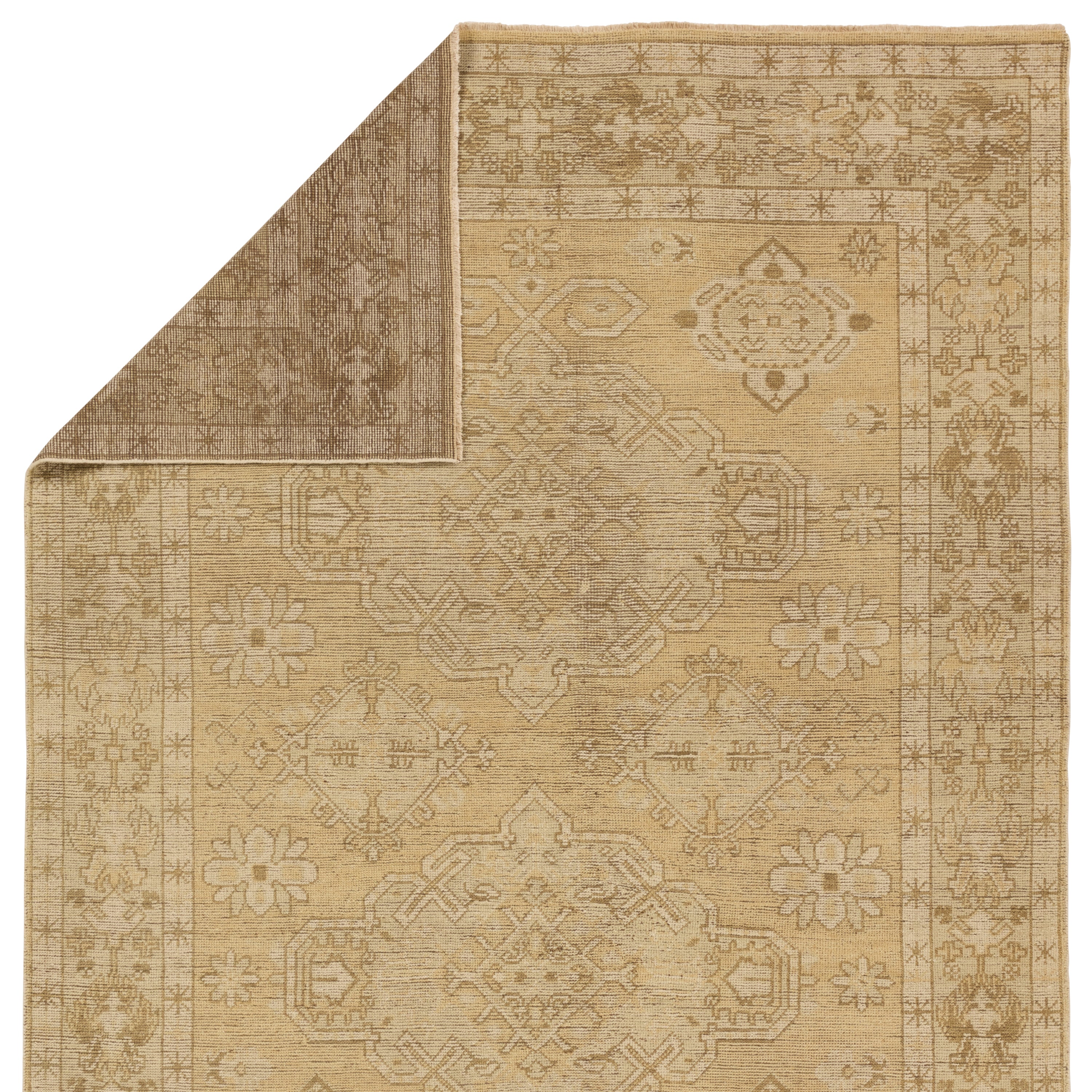 The Rhapsody collection features heirloom-quality designs of stunningly abrashed Old World patterns. The Folklore area rug boasts a beautifully washed medallion motif with a decorative border. The khaki tones are accented with cream and taupe hues for added depth and intrigue. This durable wool handknot anchors living spaces with a fresh take on vintage style. Amethyst Home provides interior design, new construction, custom furniture, and area rugs in the Omaha metro area.