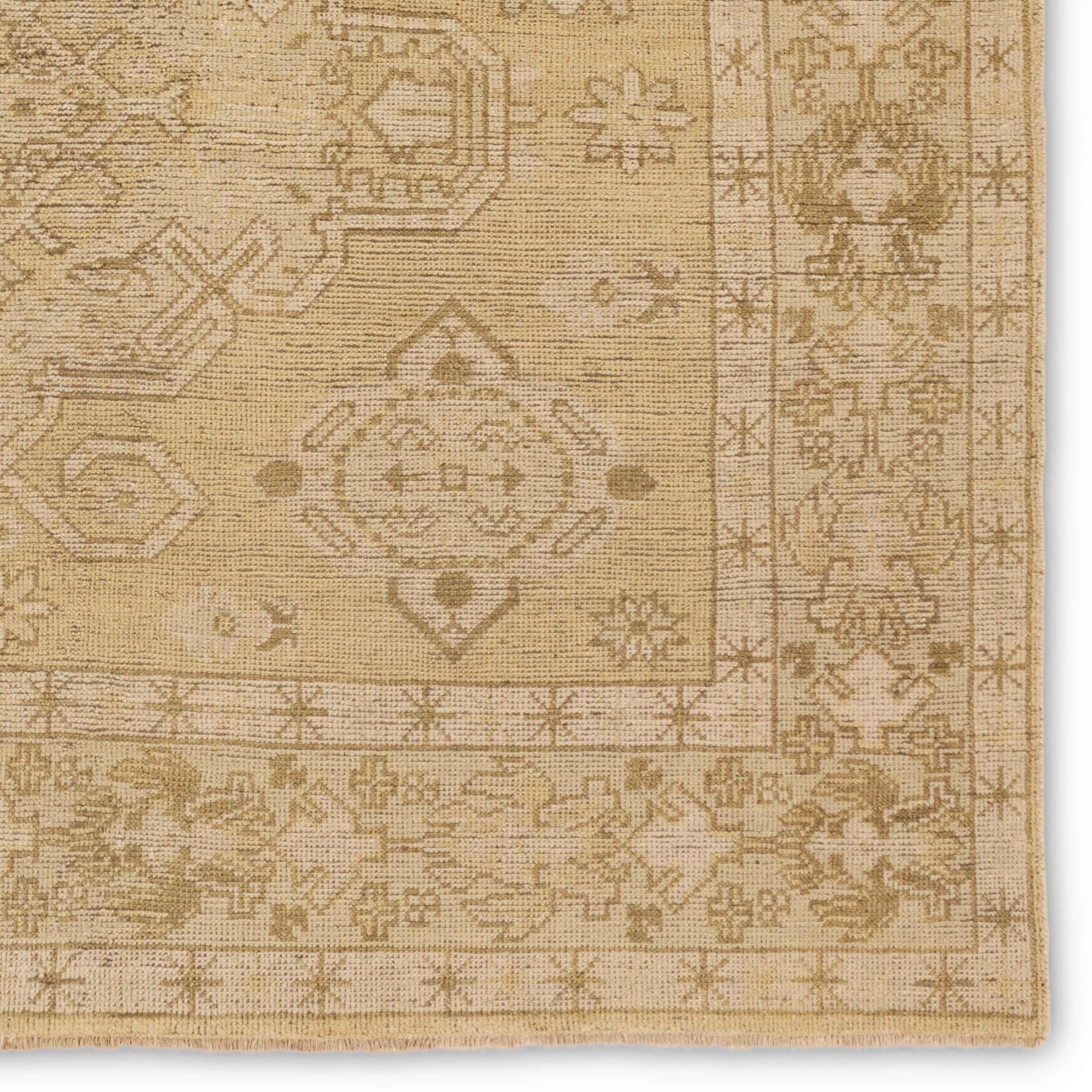 The Rhapsody collection features heirloom-quality designs of stunningly abrashed Old World patterns. The Folklore area rug boasts a beautifully washed medallion motif with a decorative border. The khaki tones are accented with cream and taupe hues for added depth and intrigue. This durable wool handknot anchors living spaces with a fresh take on vintage style. Amethyst Home provides interior design, new construction, custom furniture, and area rugs in the Scottsdale metro area.