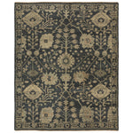 The Rhapsody collection features heirloom-quality designs of stunningly abrashed Old World patterns. The Maeli area rug boasts a beautifully washed Oushak motif with a decorative border. The dark gray tones are accented with khaki, cream, green, and beige hues for added depth and intrigue. This durable wool handknot anchors living spaces with a fresh take on vintage style. Amethyst Home provides interior design, new construction, custom furniture, and area rugs in the Nashville metro area.