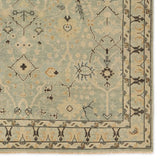 Featuring Rhapsody Markid Hand-Knotted Rug by Jaipur Living at Amethyst Home. The Rhapsody Markid features heirloom-quality designs of stunningly abrashed Old World patterns. The Markid area rug boasts a beautifully distressed floral and Oushak motif with a decorative border. The light blue and tan tones are accented with black and beige hues for added dept. Amethyst Home provides interior design, new home construction design consulting, vintage area rugs, and lighting in the Nashville metro area.