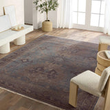 The Rhapsody Jodion features heirloom-quality designs of stunningly abrashed Old World patterns. The Jodion area rug boasts a beautifully distressed dual-medallion motif with a decorative, multi-layered border and geometric detailing. The blue, brown, and gray hues add depth and intrigue. Amethyst Home provides interior design, new home construction design consulting, vintage area rugs, and lighting in the Nashville metro area.