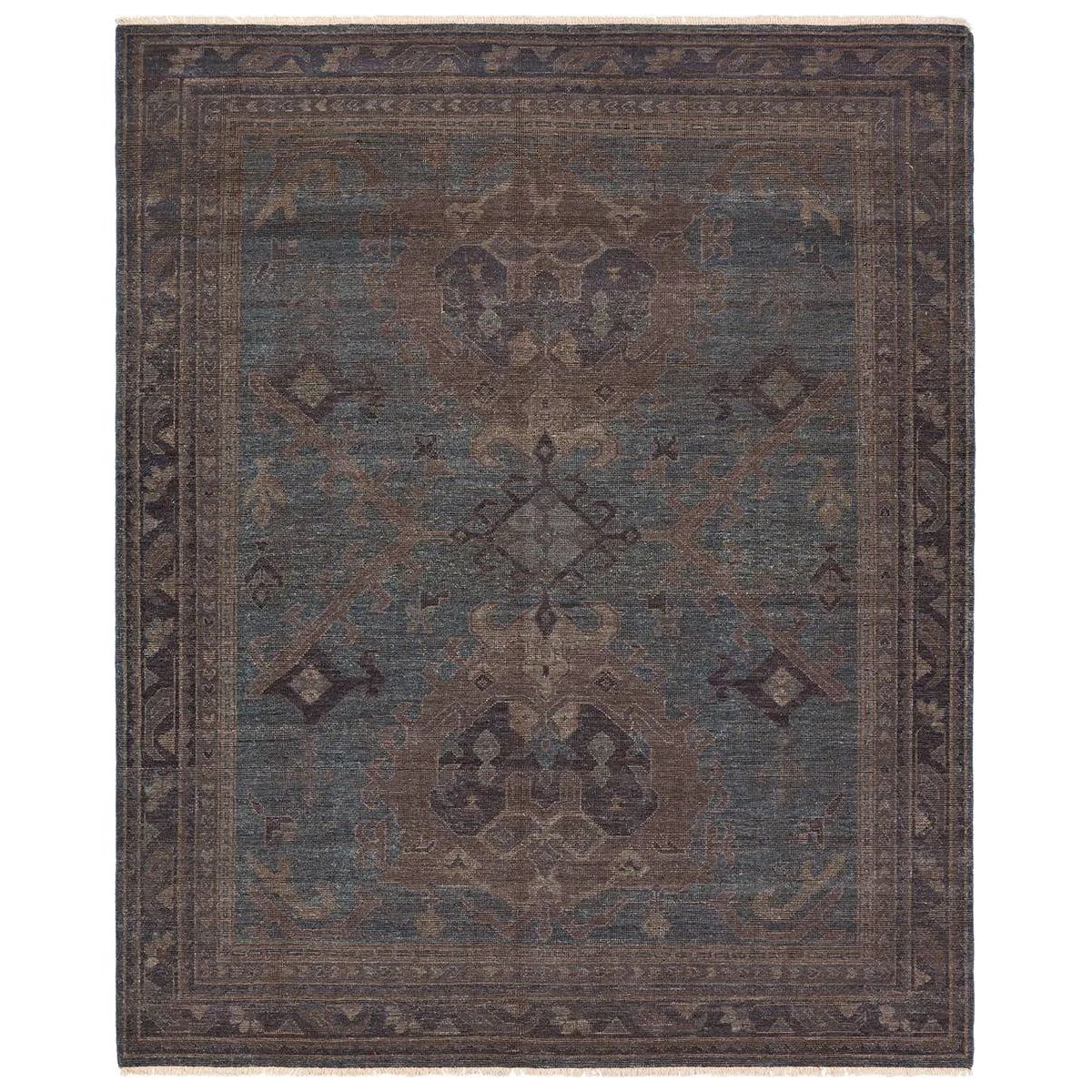 The Rhapsody Jodion features heirloom-quality designs of stunningly abrashed Old World patterns. The Jodion area rug boasts a beautifully distressed dual-medallion motif with a decorative, multi-layered border and geometric detailing. The blue, brown, and gray hues add depth and intrigue. Amethyst Home provides interior design, new home construction design consulting, vintage area rugs, and lighting in the Scottsdale metro area.
