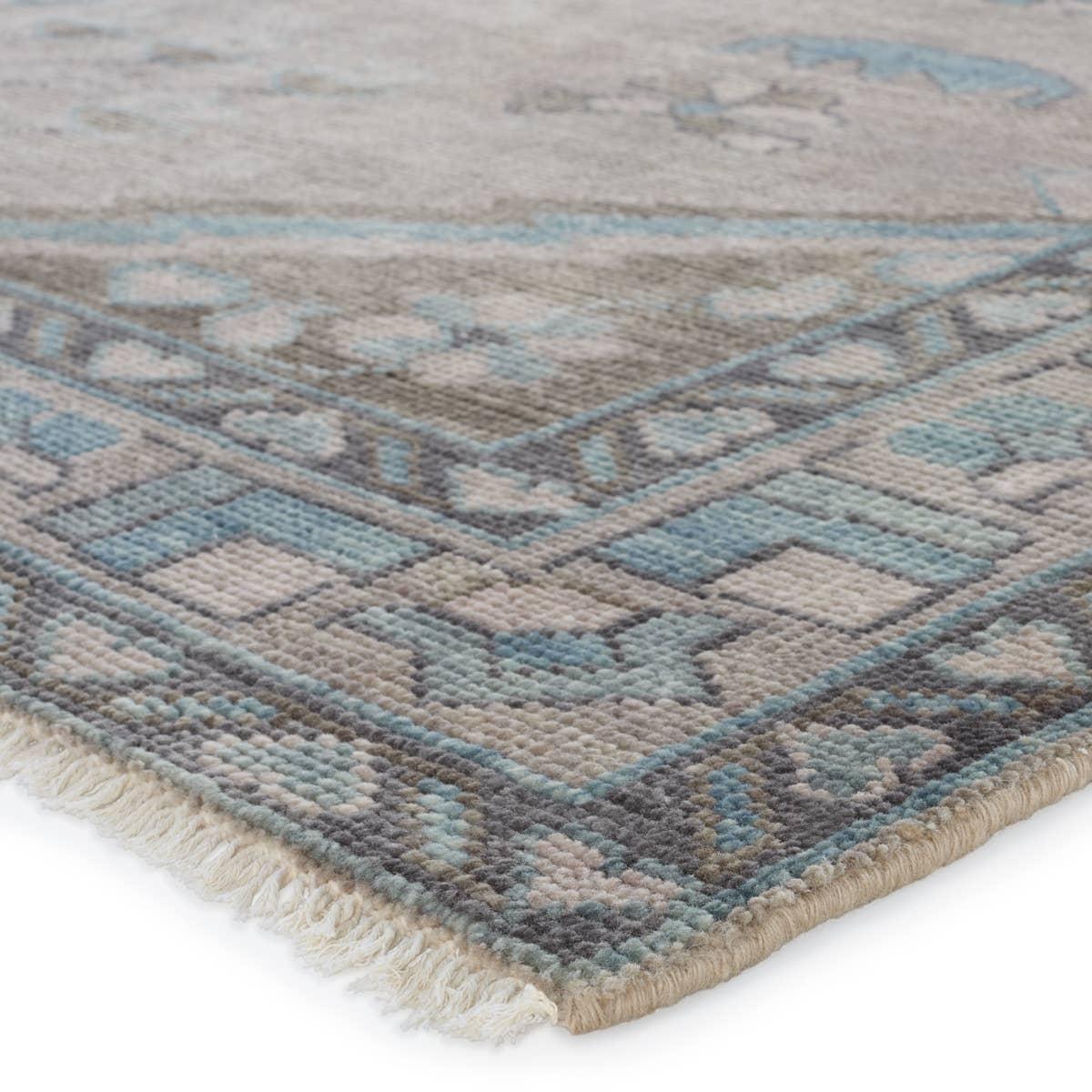 The Salinas Santita is punctuated by both vibrant and neutral hues and combined with intricate details, lending a stunning transitional look to any home. The Santita rug makes a moody statement with grounding hues and a tribal, medallion motifs. This durable, artisan-made rug features geometric accents in a serene gray, blue, and taupe colorway. Amethyst Home provides interior design, new home construction design consulting, vintage area rugs, and lighting in the Monterey metro area.