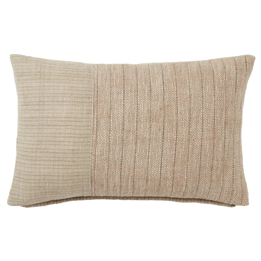 The Tanzy Miriam Pillow boasts an assortment of earthy tones and simple patterns for cozy, inviting looks that complement any style. The reversible Miriam throw pillow features a stripe pattern in a contemporary light brown and cream colorway. Amethyst Home provides interior design services, furniture, rugs, and lighting in the Kansas City metro area.