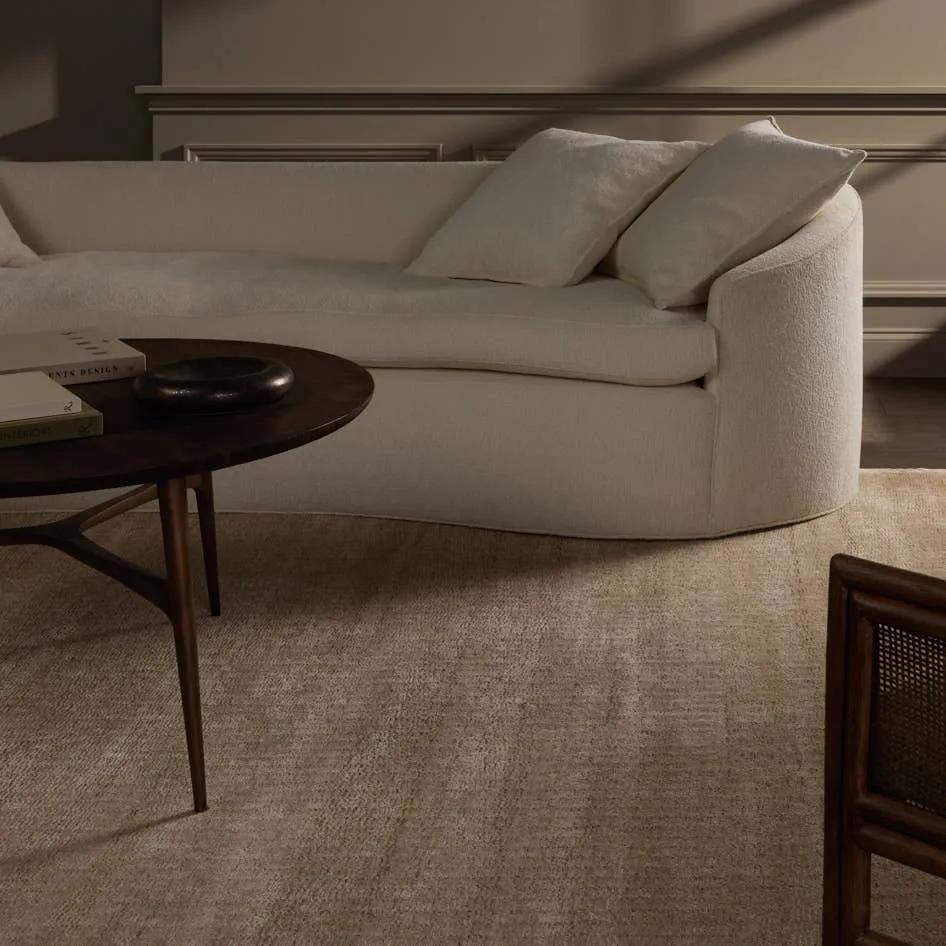 Featuring Theoros Panacea Hand-Knotted Rug by Jaipur Living at Amethyst Home. Discover the unique charm of the Theoros Panacea, where the interplay of silk and nettle creates a truly distinctive addition to any room. Both fibers offer unique qualities, and a blend of these materials provides a balance that appeals to those seeking a rug with a mix of luxury. Amethyst Home provides interior design, new home construction design consulting, vintage area rugs, and lighting in the Nashville metro area.