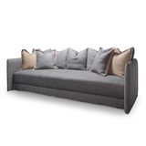 The Kate Sofa by Verellen is a modern-lovers dream!  The exaggerated high arms and juicy, spring down cushion are the ultimate in comfort. Removable multi-back down-filled pillows can be personalized to your liking. Shown in a heavy duty laundered casual linen. Extra deep with a moderately low seat height.  • Overall Height: 30” • Arm Height: 30” • Seat Height: 16.5” • Exterior Depth: 44” • Seat Depth: 27” • Interior Depth: 37”