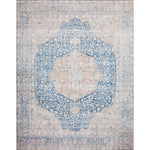 Layla Blue/Tangerine Rug - Amethyst Home The Layla Collection is traditional and timeless, with a beautiful lived-in design that captures the spirit of an old-world rug. This traditional power-loomed rug is crafted of 100% polyester with a classic and sophisticated color palette and subtle patina.