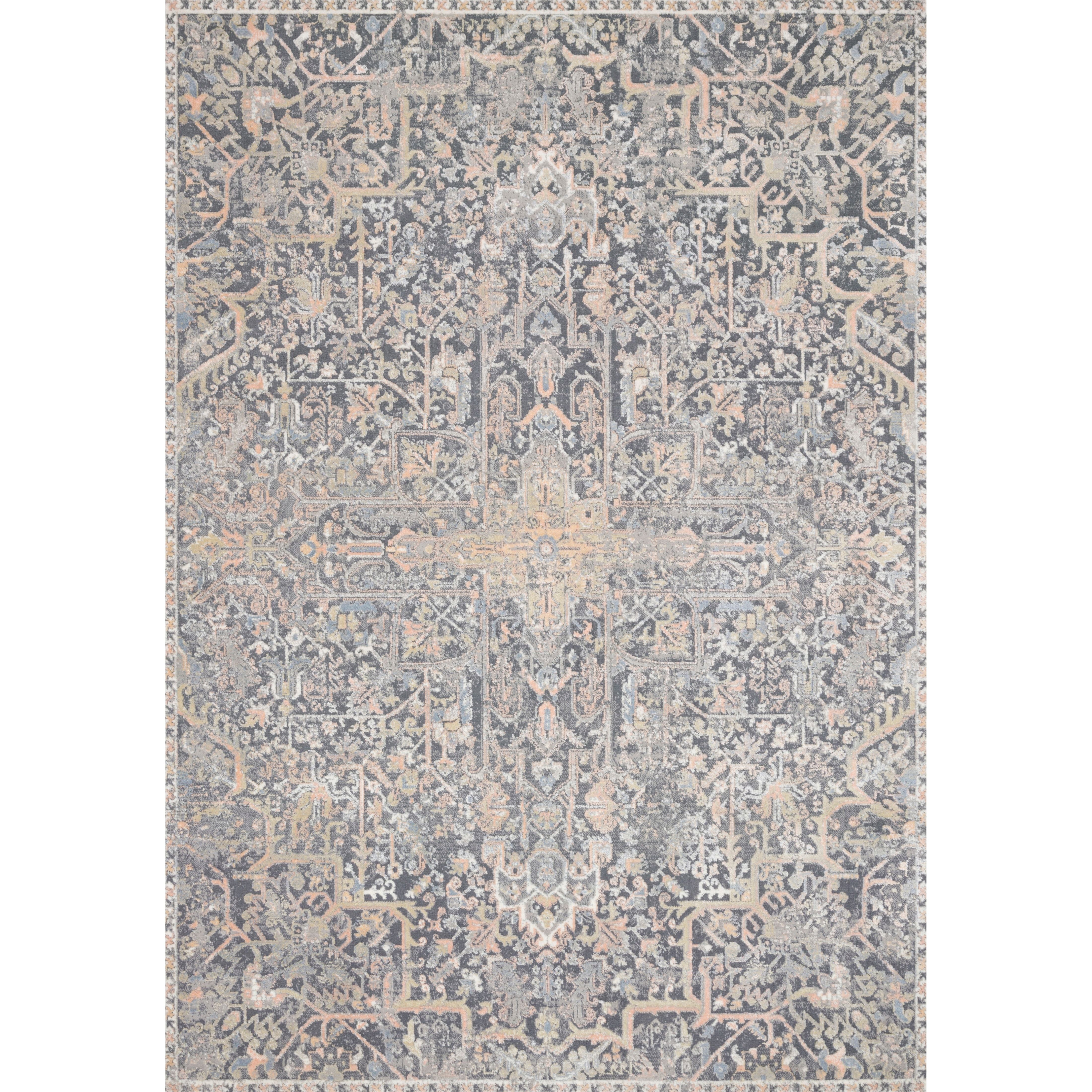 Lucia Charcoal/Multi Rug - Amethyst Home The Lucia Collection is a beautifully rich statement piece to add a layer of sophistication to any room. Power-loomed of polypropylene & polyester with a high/low pile and a curated color palette for a high-end look at an affordable price.