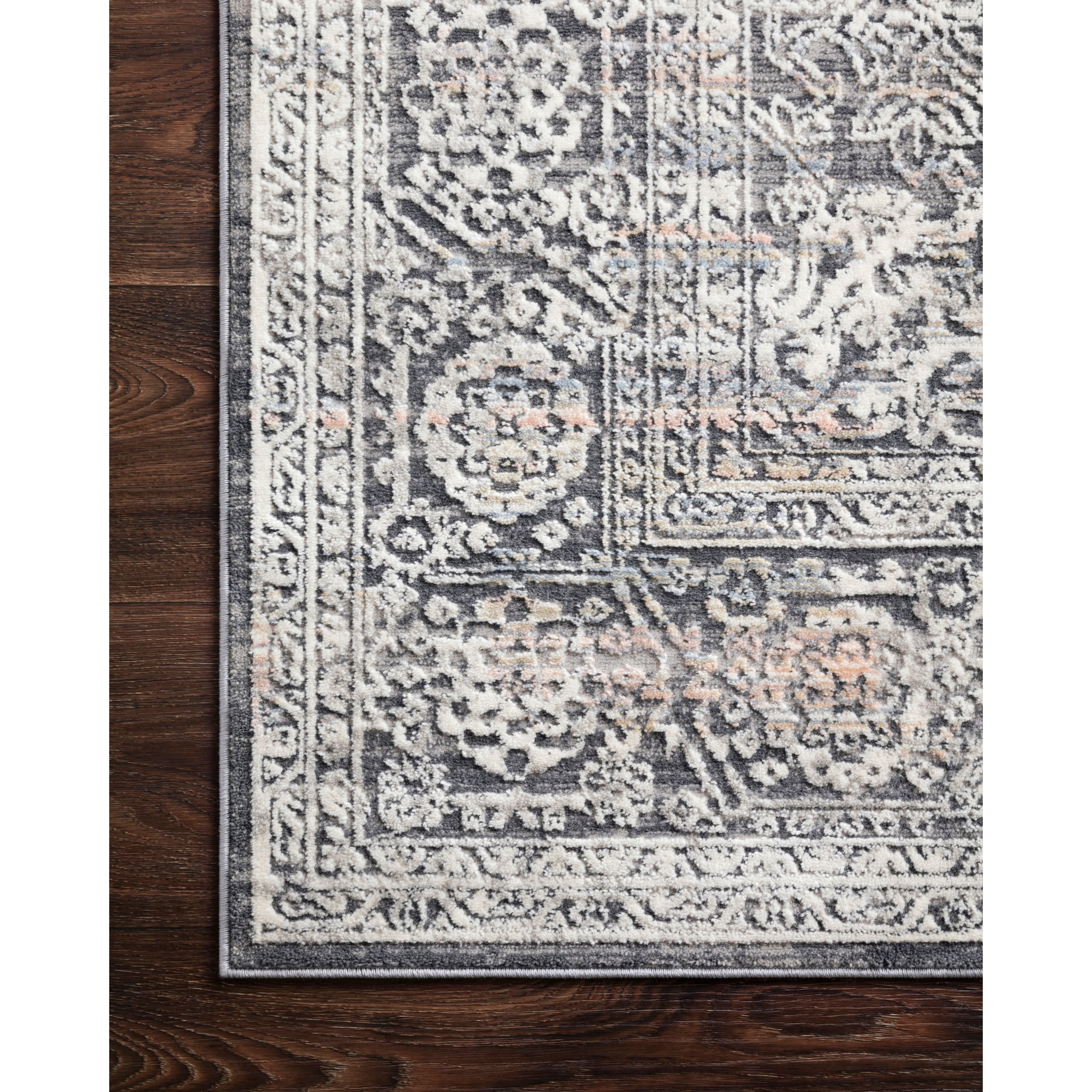 Lucia Steel/Ivory Rug - Amethyst Home The Lucia Collection is a beautifully rich statement piece to add a layer of sophistication to any room. Power-loomed of polypropylene & polyester with a high/low pile and a curated color palette for a high-end look at an affordable price.