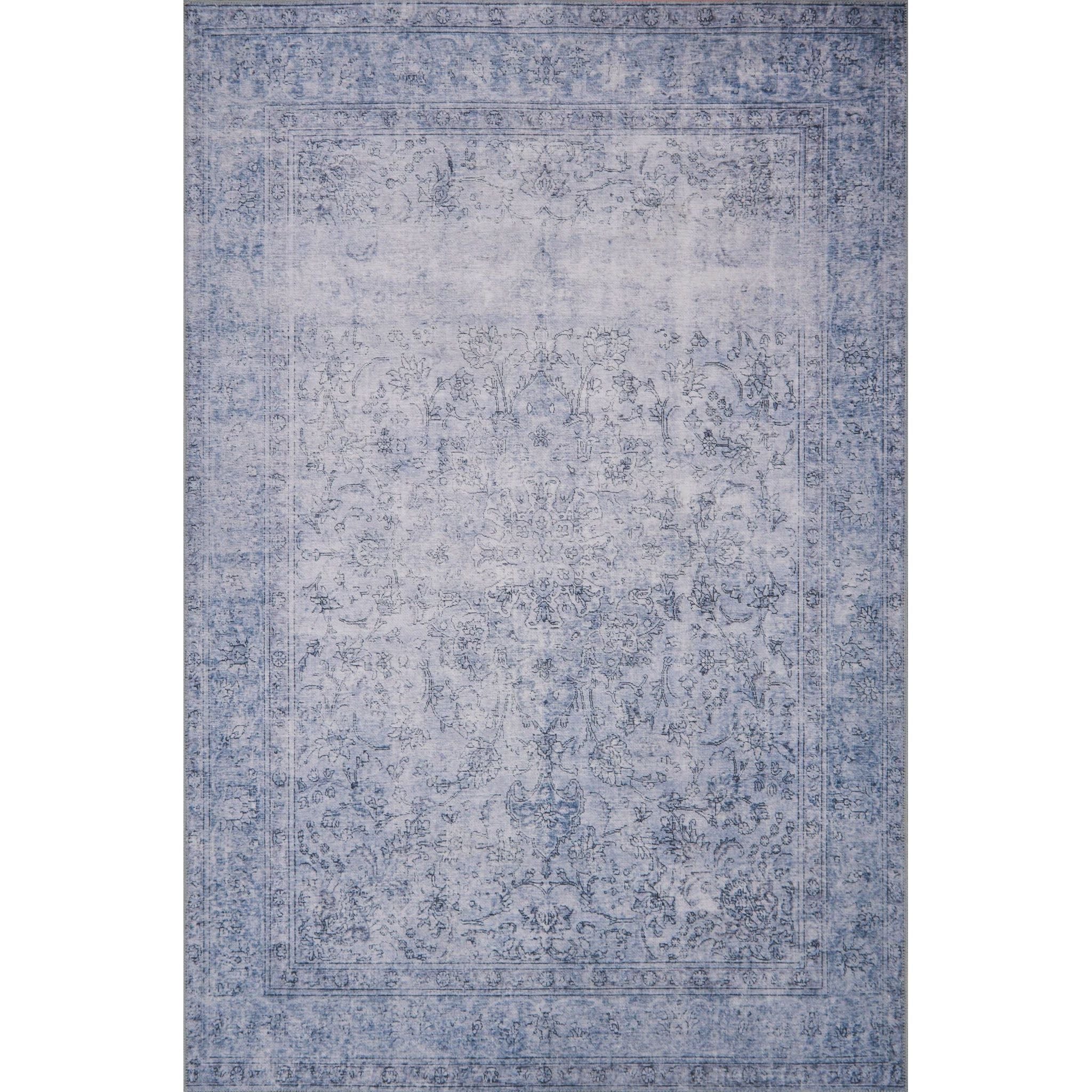Loren Slate Rug - Amethyst Home Timeless and classic, the Loren Collection offers vintage hand-knotted looks at an affordable price. Created in Turkey using the most advanced rug-making technology, these printed designs provide a textured effect by portraying every single individual knot on a soft polyester base.