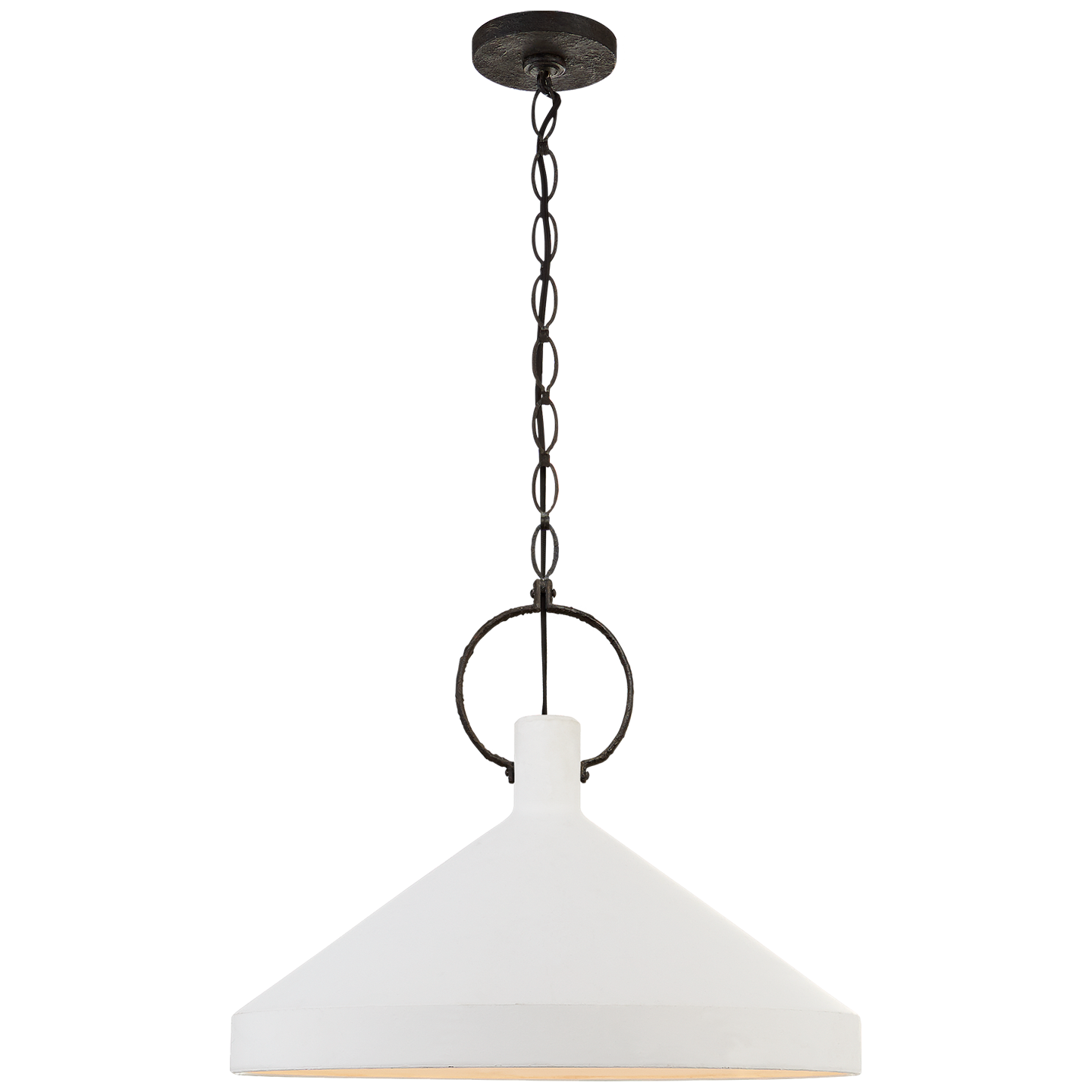 We love the large shade and circular detail found on this Limoges Grande Pendant by Visual Comfort. This would look gorgeous over a kitchen island, kitchen sink, or other area needing extra light.   Designer: Suzanne Kasler