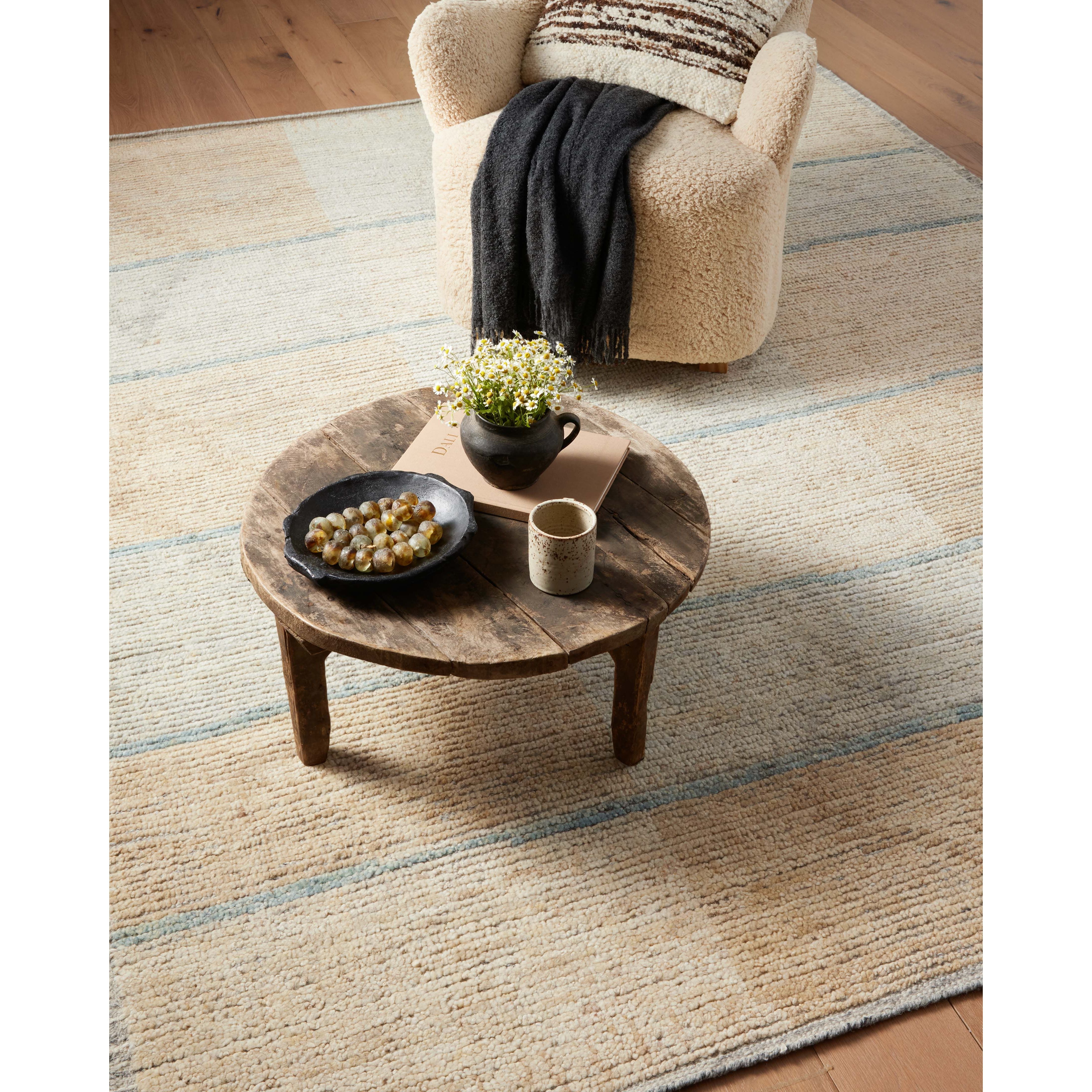 Amber Lewis x Loloi Briyana Sky / Wheat Rug combines the incredible ribbed texture of Moroccan rugs with clean, contemporary design, thanks to Lewis’s careful eye for details. Amethyst Home provides interior design services, furniture, rugs, and lighting in the Dallas metro area.