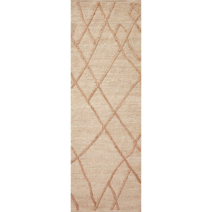 A tonal approach to Moroccan-inspired rugs, the Bodhi Ivory / Natural BOD-01 rug from Loloi is hand-woven of 100% jute. This rug features linear and braided details, creating natural variations that make a subtle yet striking statement for an entryway, living room, hallway or kitchen runner, or dining room. Amethyst Home provides interior design, new construction, custom furniture, and rugs for the Hudson Valley and New York metro area.