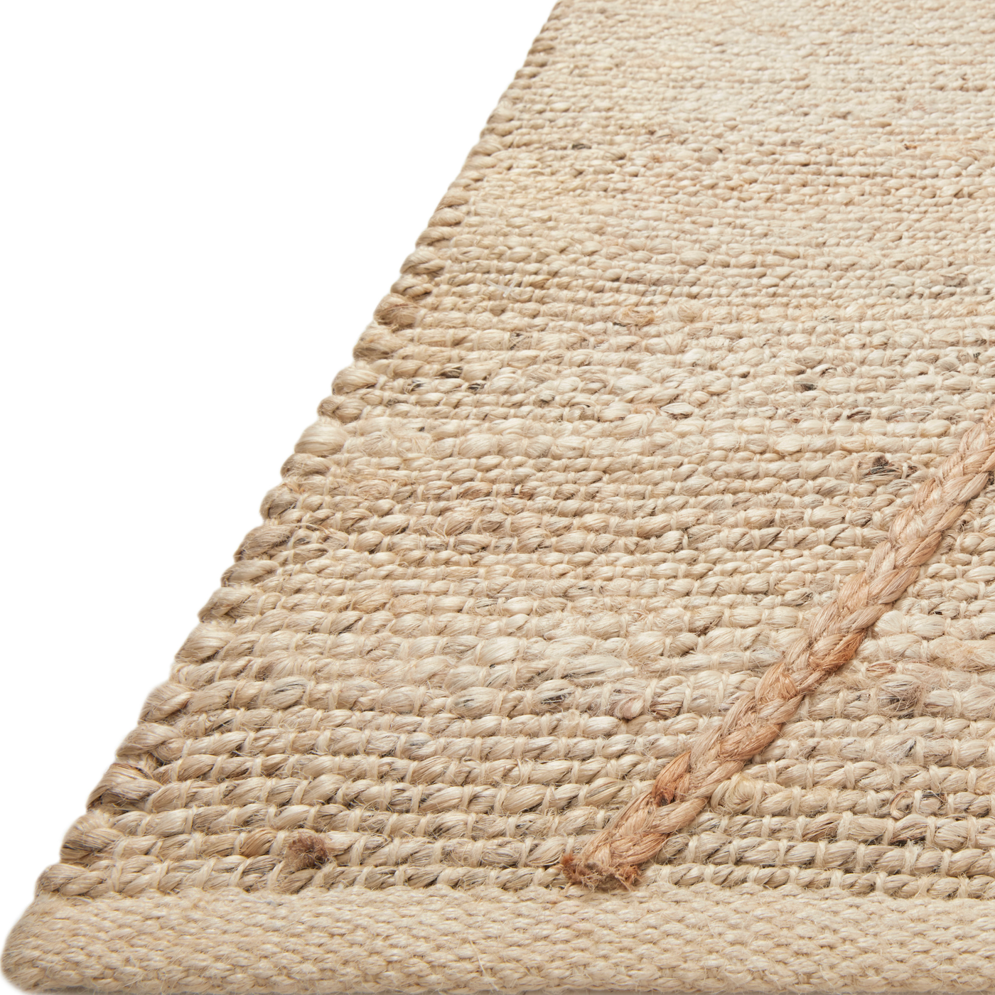 A tonal approach to Moroccan-inspired rugs, the Bodhi Ivory / Natural BOD-01 rug from Loloi is hand-woven of 100% jute. This rug features linear and braided details, creating natural variations that make a subtle yet striking statement for an entryway, living room, hallway or kitchen runner, or dining room. Amethyst Home provides interior design, new construction, custom furniture, and rugs for the Kansas City metro area.