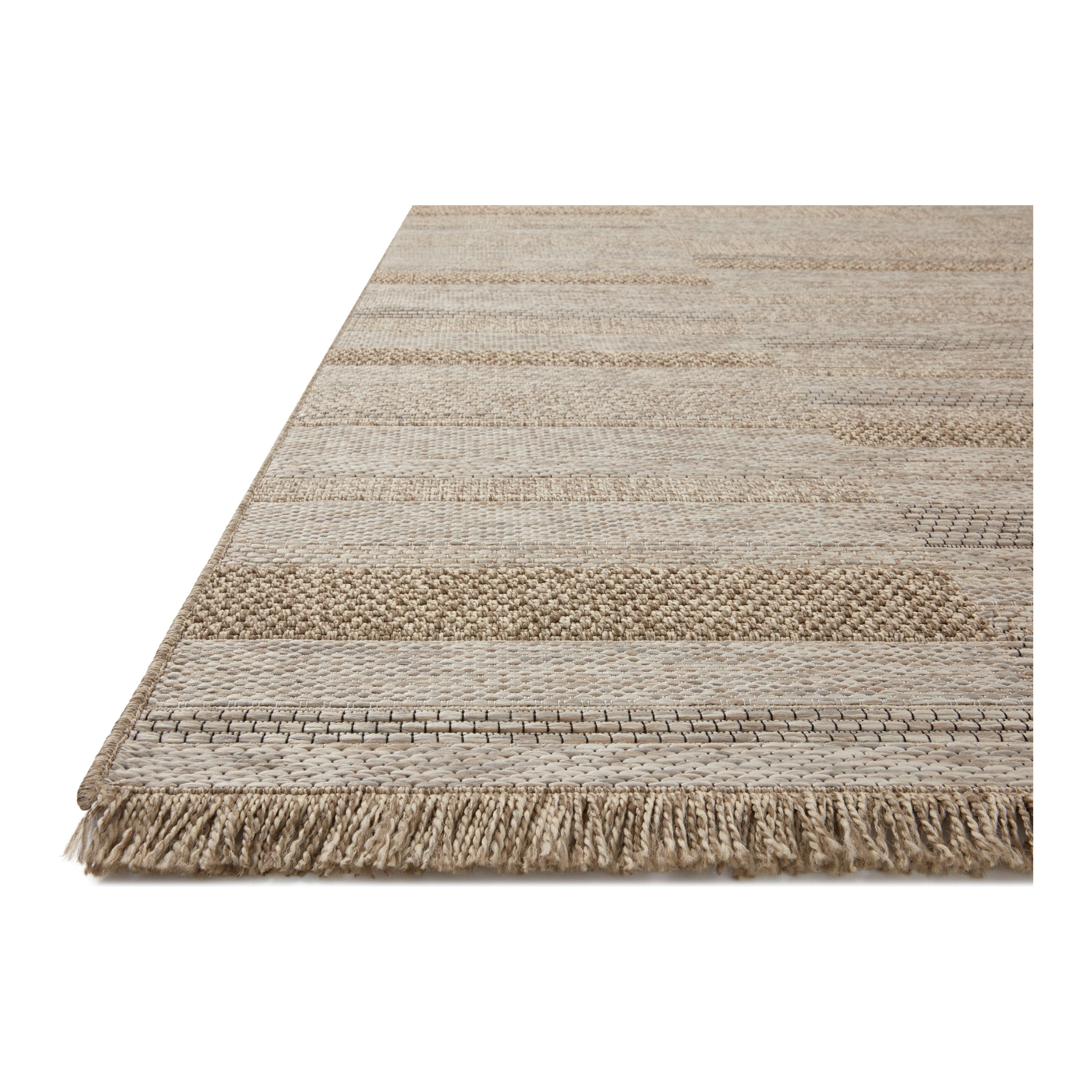 Featuring Dawn Natural DAW-03 Indoor/Outdoor Rug by Loloi at Amethyst Home. Made for sunny days ahead, the Dawn Collection is an indoor/outdoor rug that looks like a woven sisal rug but is power-loomed of 100% polypropylene, which makes it water- and mildew-resistant (so it's ready for rainy days ahead, too). Available in modern graphic patterns in tonal beig. Amethyst Home provides interior design, new home construction design consulting, vintage area rugs, and lighting in the Seattle metro area.