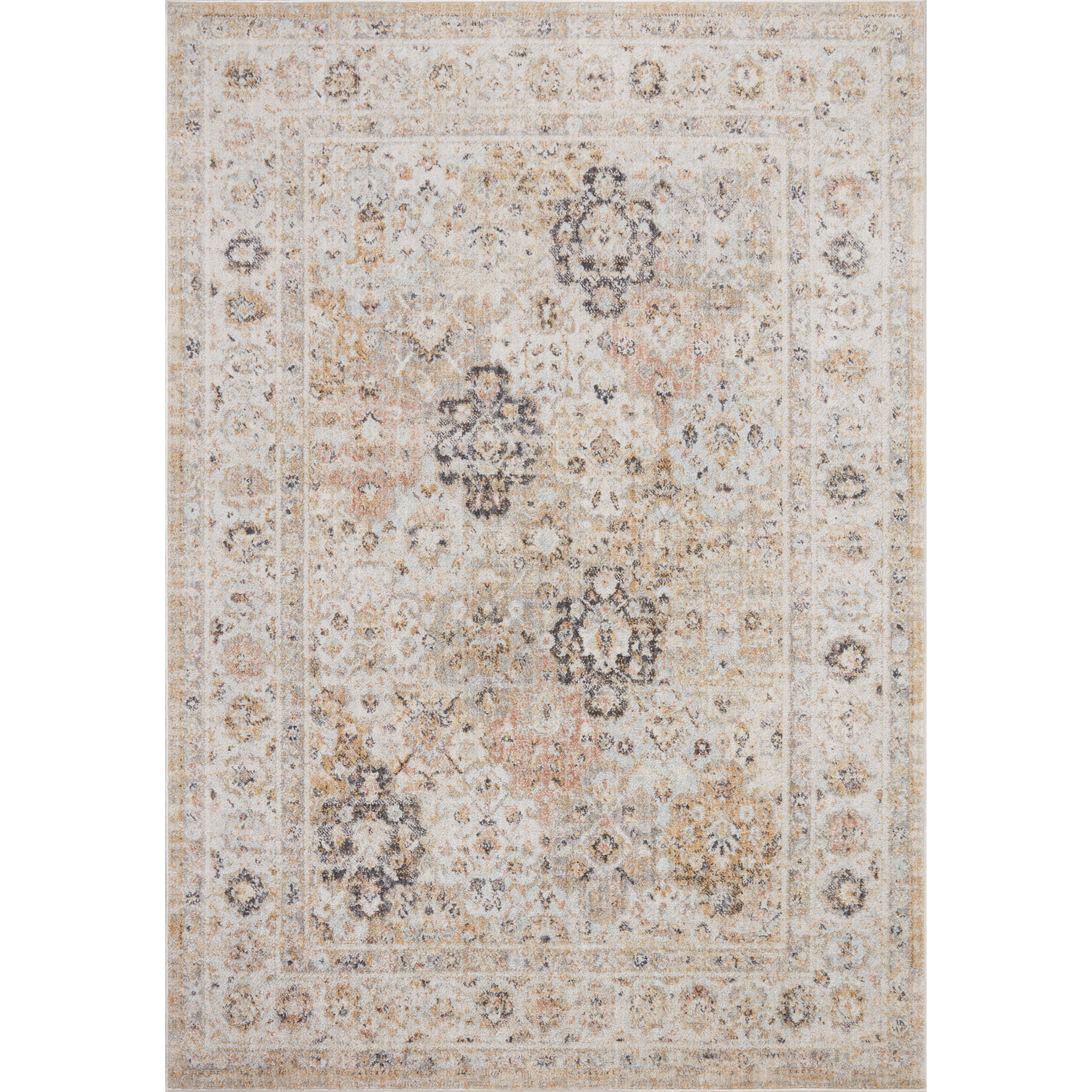 Inspired by antique Turkish Oushak carpets with large-scale motifs, the Monroe Beige / Multi Rug modernizes the traditional design in neutral palettes, many of which have black details that anchor the rug in the room. Monroe is power-loomed of 100% polypropylene for easy care and reliable durability. Amethyst Home provides interior design, new home construction design consulting, vintage area rugs, and lighting in the Monterey metro area.