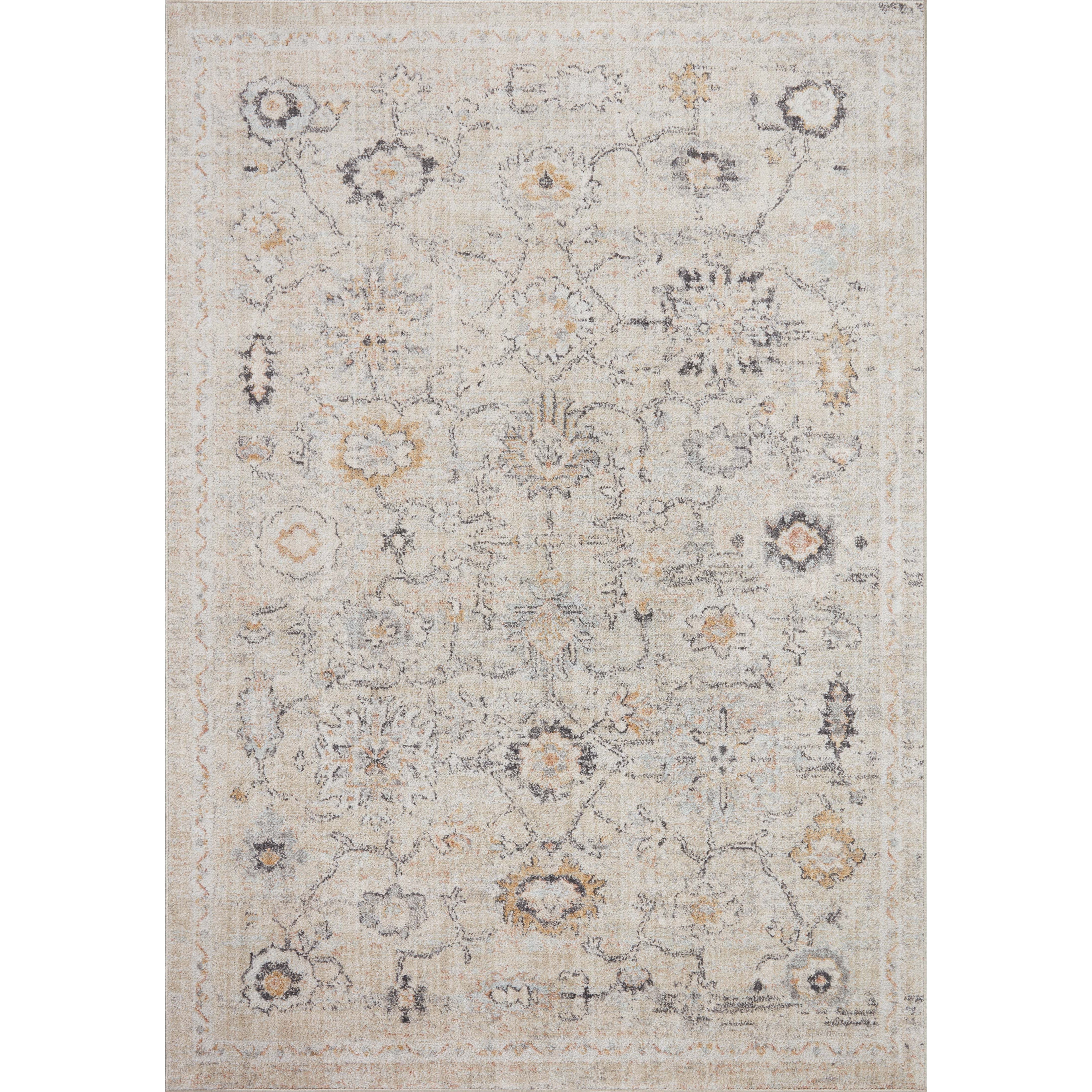 Inspired by antique Turkish Oushak carpets with large-scale motifs, the Monroe Natural / Multi Rug modernizes the traditional design in neutral palettes, many of which have black details that anchor the rug in the room. Monroe is power-loomed of 100% polypropylene for easy care and reliable durability. Amethyst Home provides interior design, new home construction design consulting, vintage area rugs, and lighting in the Alpharetta metro area.