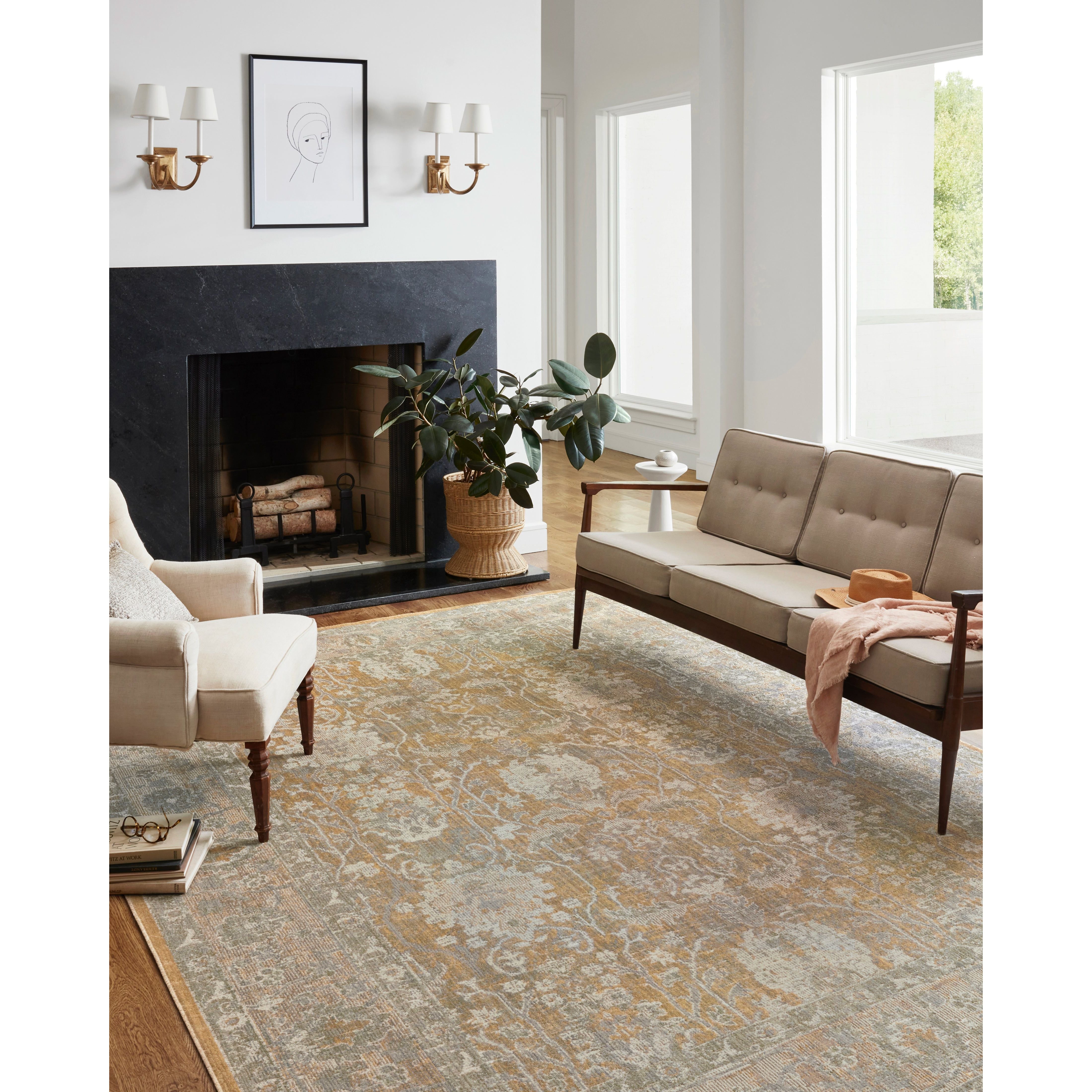 Featuring Rosemarie Chris Loves Julia x Loloi Gold / Sand ROE-01 Rug by Loloi at Amethyst Home. The Rosemarie Chris Loves Julia x Loloi Gold / Sand rug is highly durable, bold, never sheds, and soft underfoot for a cozy addition for your home. Inspired by classic vintage and antique rugs, this is a vibrant, yet classic product of collaboration between Chr.  Amethyst Home provides interior design, new home construction design consulting, vintage area rugs, and lighting in the Washington metro area.
