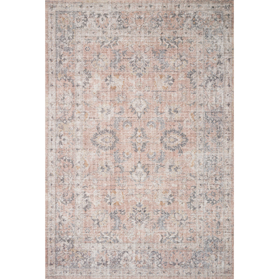 The Skye Blush/Grey SKY-01 area rug by Loloi, is timeless and classic with a beautiful, old-world design in tones of blush, grey, and ivory. Power-loomed of 100% polyester, this rug is great with families and pets. This rug is perfect for kitchens, dining rooms, entry ways, or anywhere high traffic. Amethyst Home provides interior design, new construction, custom furniture, and rugs for the Hudson Valley and New York metro area.