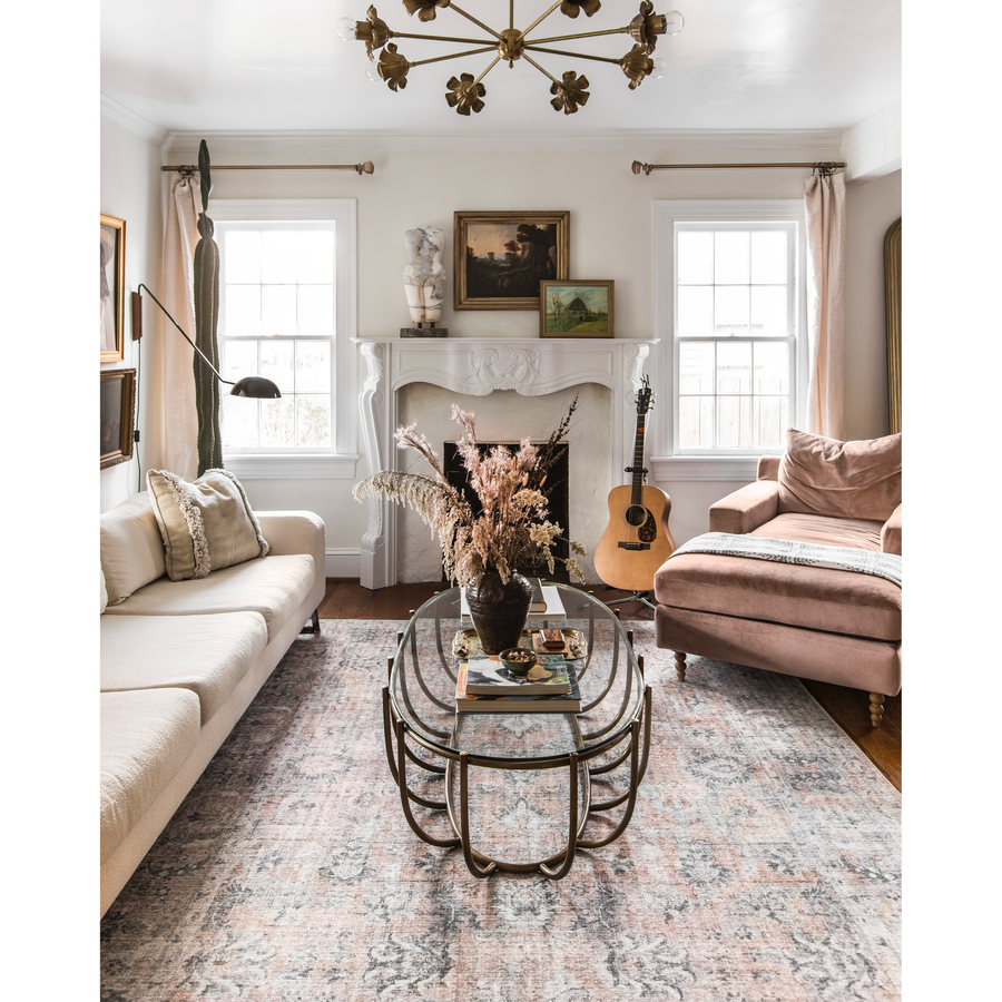 The Skye Blush/Grey SKY-01 area rug by Loloi, is timeless and classic with a beautiful, old-world design in tones of blush, grey, and ivory. Power-loomed of 100% polyester, this rug is great with families and pets. This rug is perfect for kitchens, dining rooms, entry ways, or anywhere high traffic. Amethyst Home provides interior design, new construction, custom furniture, and rugs for the Omaha and Lincoln metro area.