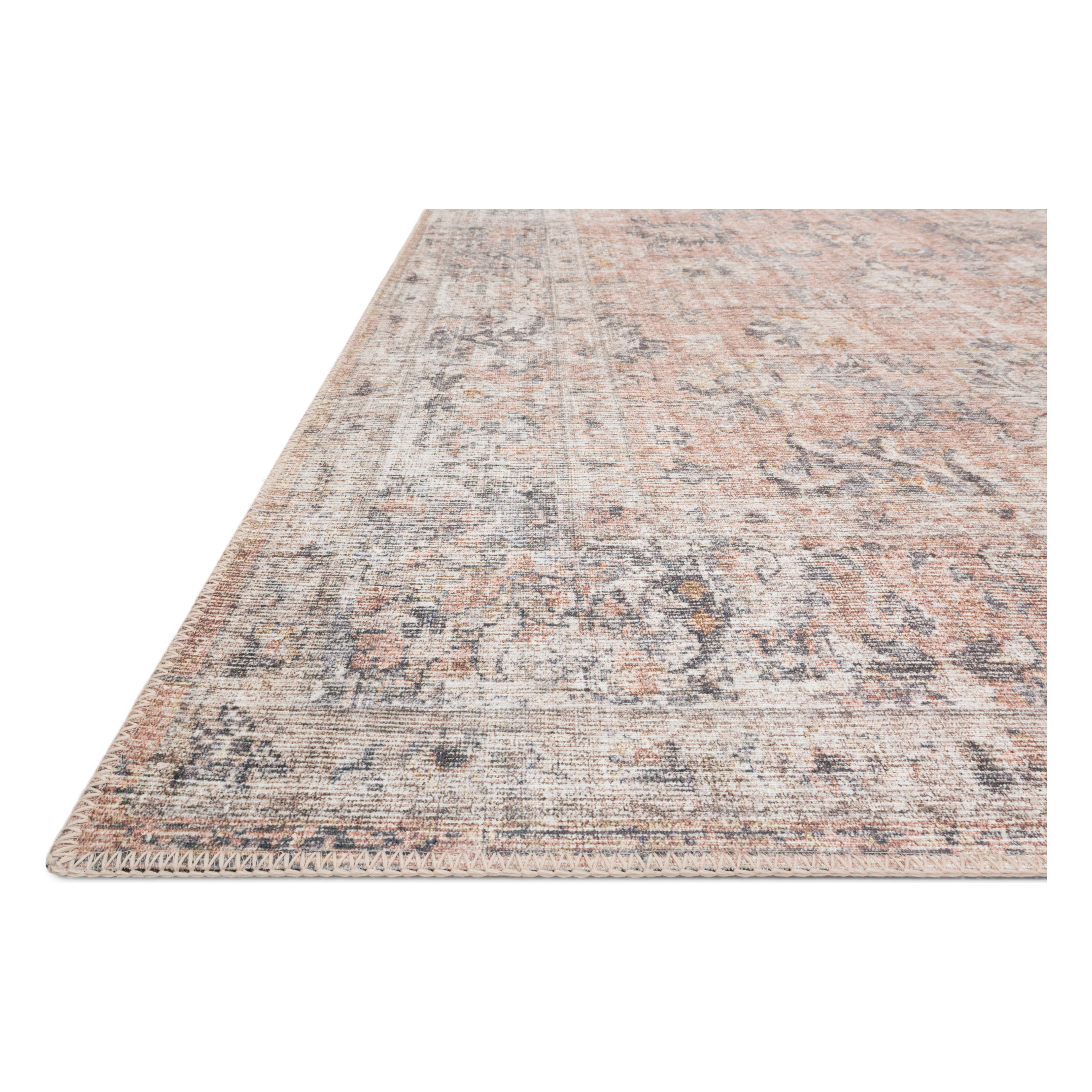 The Skye Blush/Grey SKY-01 area rug by Loloi, is timeless and classic with a beautiful, old-world design in tones of blush, grey, and ivory. Power-loomed of 100% polyester, this rug is great with families and pets. This rug is perfect for kitchens, dining rooms, entry ways, or anywhere high traffic. Amethyst Home provides interior design, new construction, custom furniture, and rugs for the Scottsdale metro area.