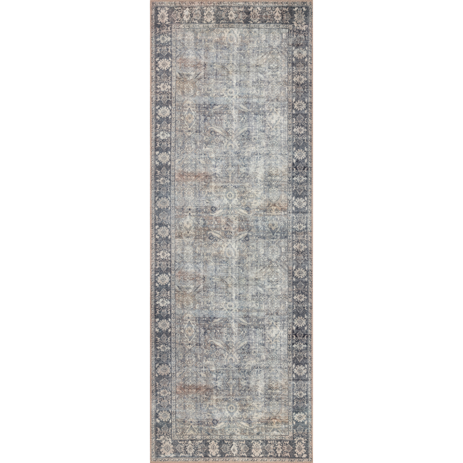 The Wynter Grey / Charcoal WYN-07 area rug showcases a one-of-a-kind vintage or antique area rug look power-loomed of 100% polyester. This rug brings in tones of silver, blue, and tan. The rug is ideal for high traffic areas due to the rug's durability for living rooms, dining rooms, kitchens, hallways, and entryways. Amethyst Home provides interior design, new construction, custom furniture, and rugs for the Tampa, Orlando, Miami, and Winter Park metro area.