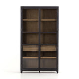 The Millie Drifted Black/Oak Cabinet has shelves and interior drawers, making this a functional and beautiful piece to showcase your favorite China set or stow away your polished silverware.   Overall Dimensions: 47.50"w x 18.00"d x 83.00"h Materials: Oak