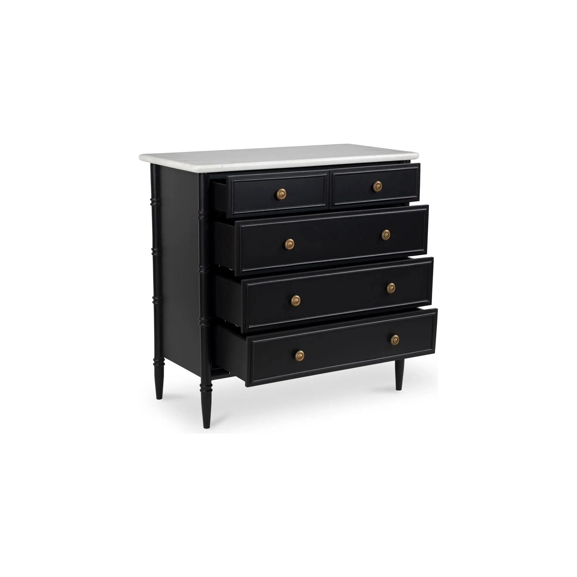 Inspired by the everyday grace of Provence style, the Eleanor 5-drawer chest showcases a classically graceful profile with distinctive turned details. Amethyst Home provides interior design, new home construction design consulting, vintage area rugs, and lighting in the Houston metro area.