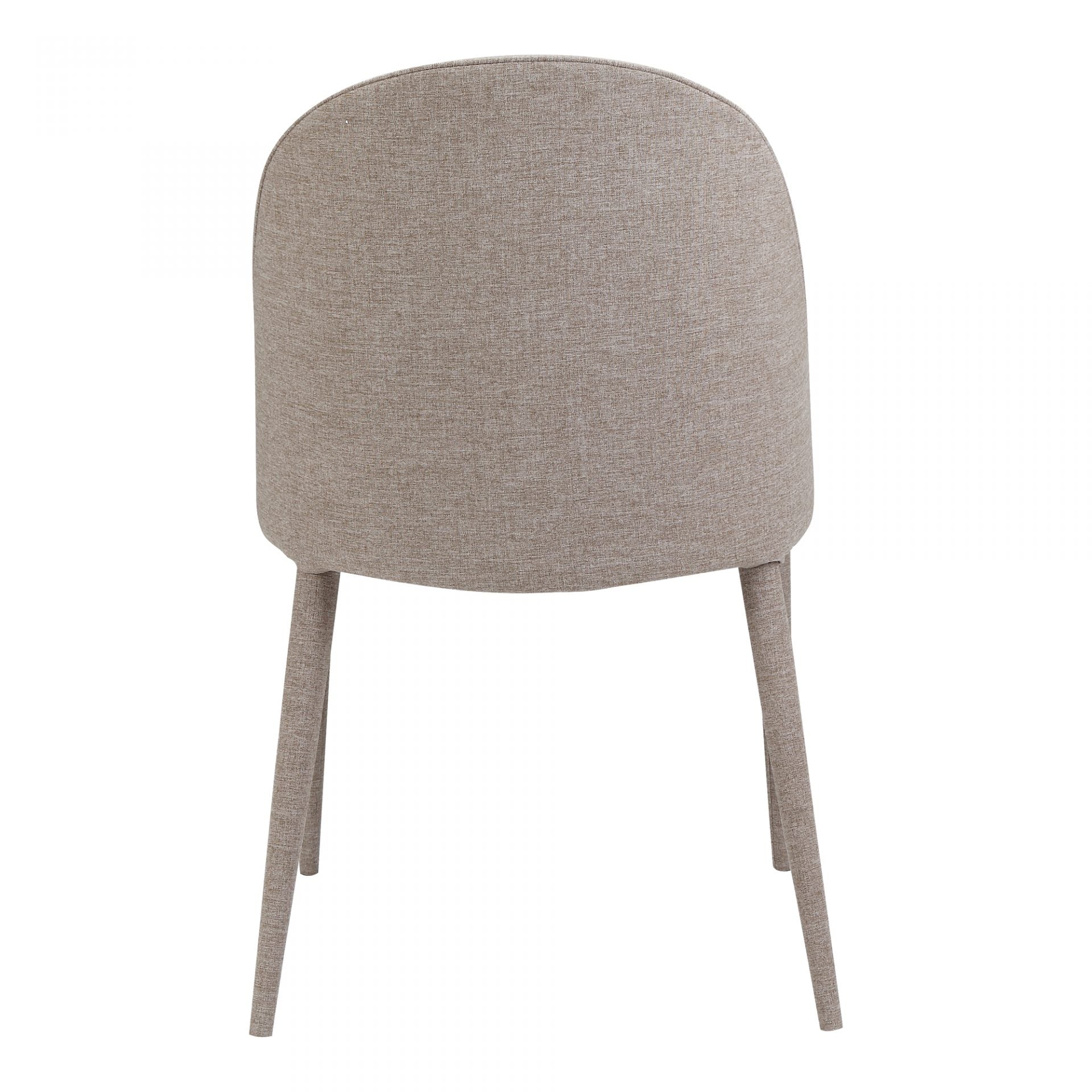 The slim legs of this Burton Light Grey Fabric Dining Chair give it a contemporary modern design. The foam cushion makes this an extremely comfortable and attractive dining chair.   Size: 19"W x 22"D x 33"H Seat Height: 18" Materials: Upholstery 100% Polyester, Iron Frame, Plywood, Foam
