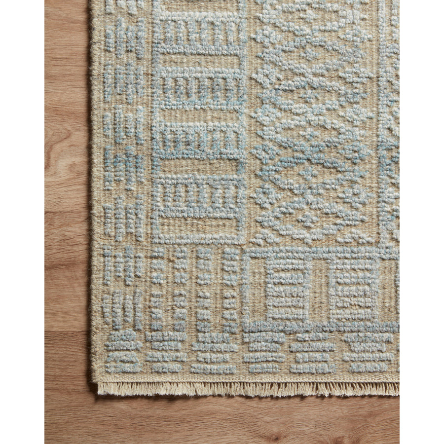 Timeless yet modern, the Nola Taupe / Ocean Area Rug, or NOL-03, is hand-knotted in India of viscose, cotton, wool and other fibers. The tonal collection showcases an elevated texture, accentuating the pattern in every piece. 
