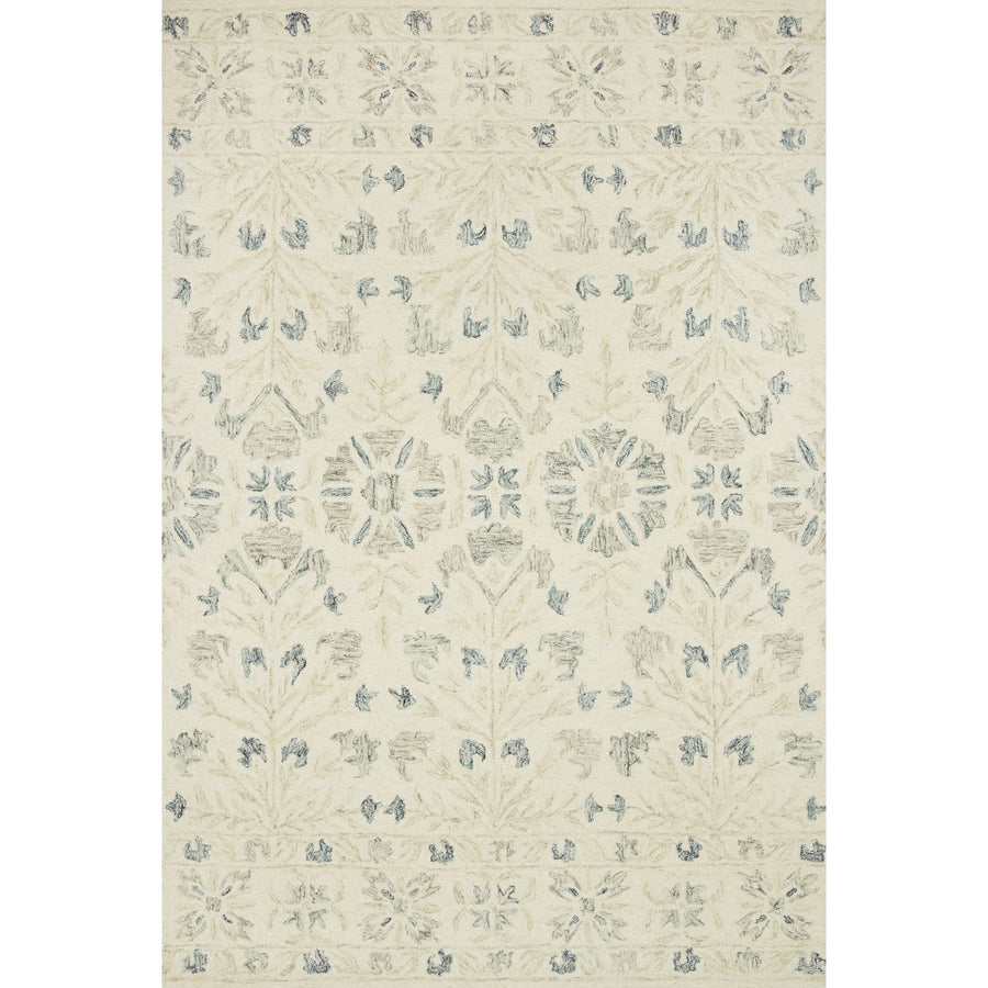 Norabel Ivory/Grey Rug - Amethyst Home Hooked of 100% wool pile by skilled artisans in India, the Norabel Collection feels naturally soft underfoot. Norabel features designs that balance botanical motifs in delicate, variegated colors that resonate for today's home.