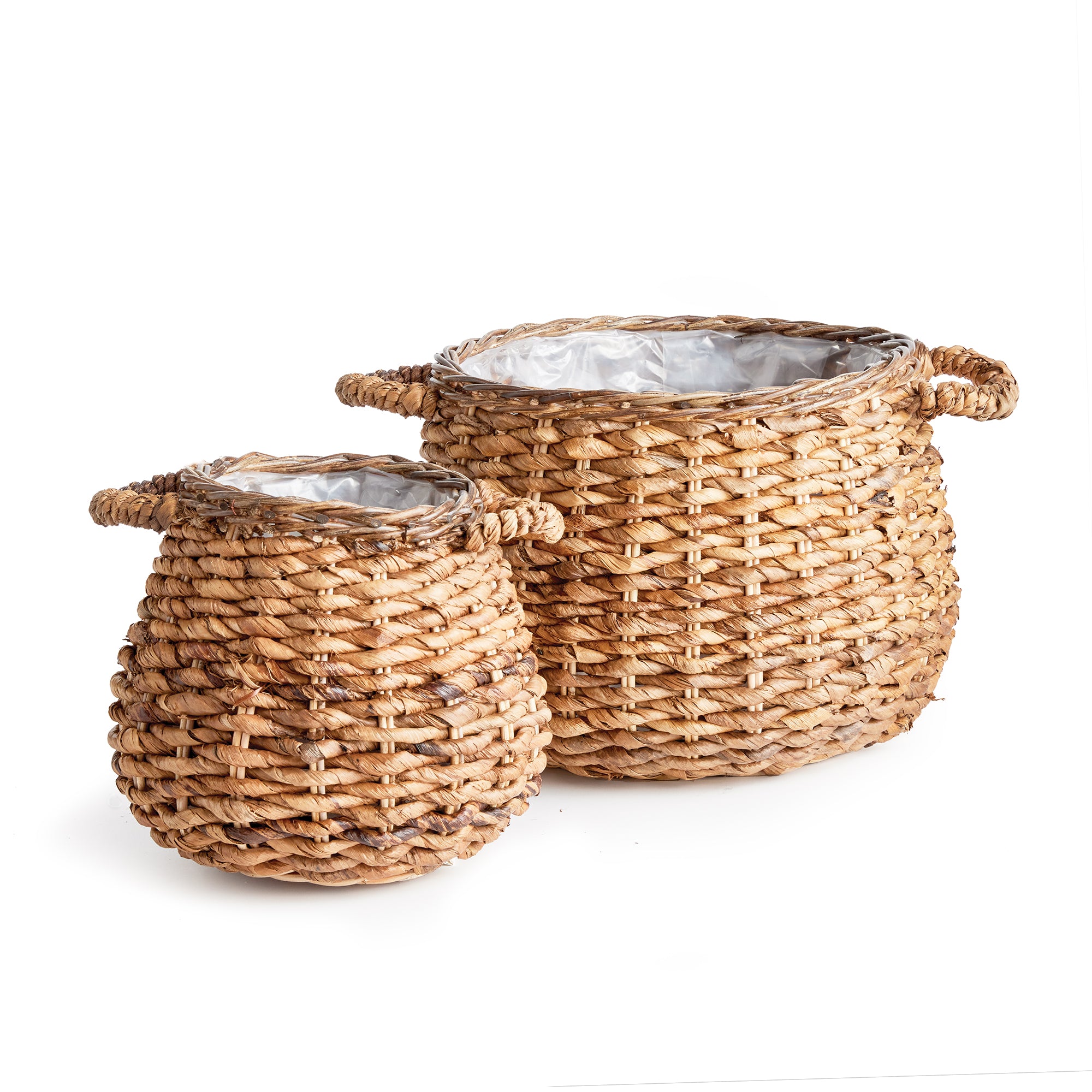 A natural leaf fiber, abaca is an upcycled, sustainable material. A very durable fiber, these natural baskets are lined with plastic and great for planting. Amethyst Home provides interior design, new construction, custom furniture, and area rugs in the Salt Lake City metro area.
