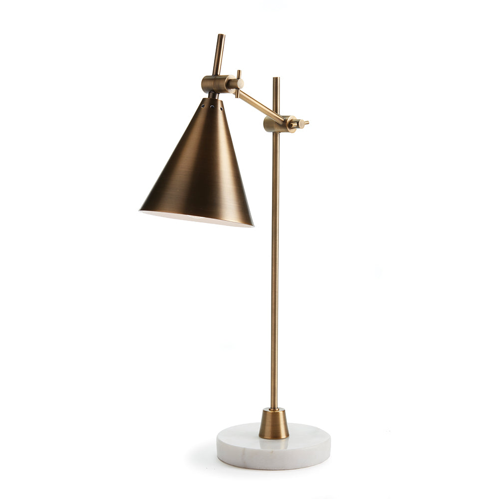 With a dually adjustable design, the Arnoldi Desk Lamp is modern architecture for the room. The brass finish and marble base give it a touch of classic elegance. Amethyst Home provides interior design, new construction, custom furniture, and area rugs in the Park City metro area.
