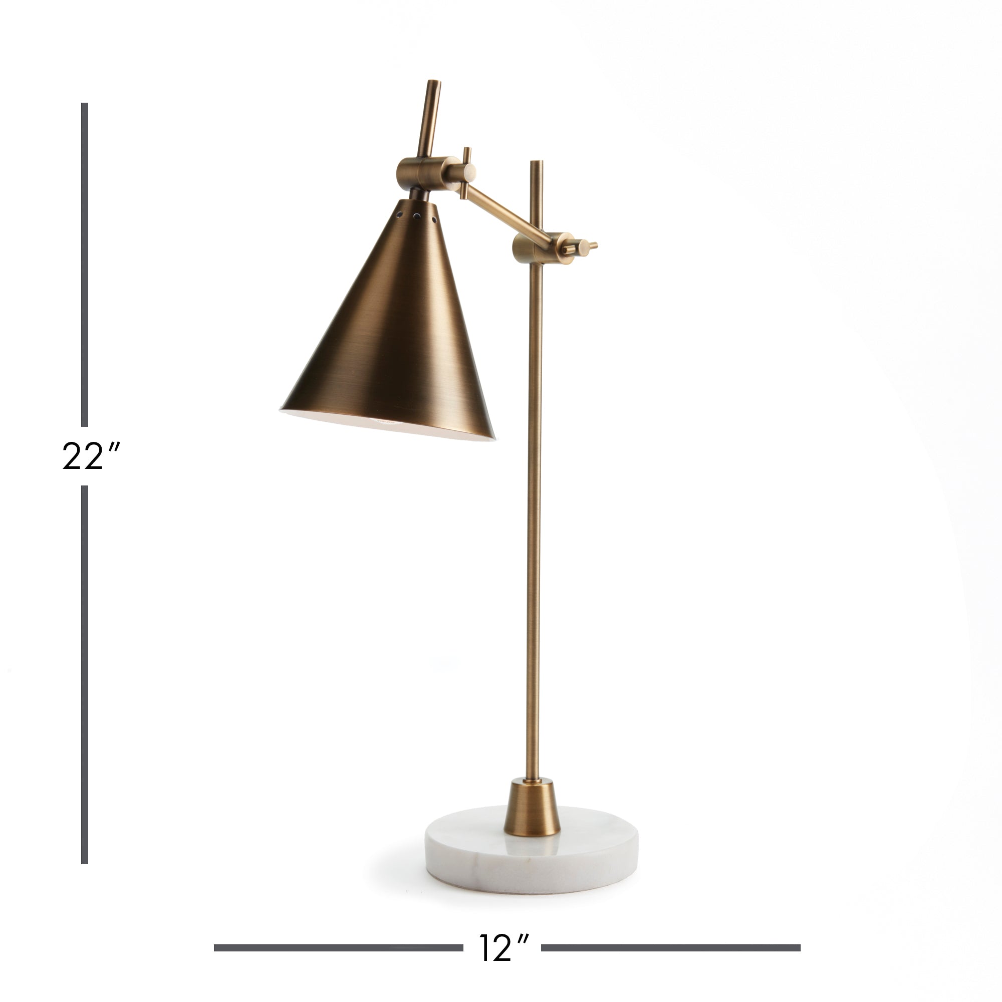 With a dually adjustable design, the Arnoldi Desk Lamp is modern architecture for the room. The brass finish and marble base give it a touch of classic elegance. Amethyst Home provides interior design, new construction, custom furniture, and area rugs in the Winter Garden metro area.