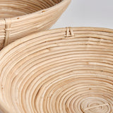 This oversized low bowl cane rattan set of two are stacked, not woven creating a more substantial basket. With a light and refined look, cane rattan is at home in the modern to transitional space. Amethyst Home provides interior design, new construction, custom furniture, and area rugs in the Nashville metro area.