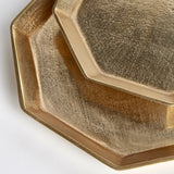 A geometric shape and sleek look make these cast aluminum trays unique. Line with a collection of candles for a golden, contemporary touch. They are dry food safe, so serve your favorite muffins or rolls in style at your next gathering. Amethyst Home provides interior design, new construction, custom furniture, and area rugs in the Los Angeles metro area.