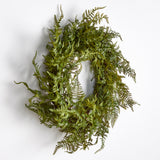 This fern wreath is full and lush. Soft faux fern stems assembled and generously applied, and comes with a twine loop for hanging. Simply beautiful on its own, or a great base to add additional floral stems or eucalyptus leaves, for more variety. Amethyst Home provides interior design, new construction, custom furniture, and area rugs in the Calabasas metro area.