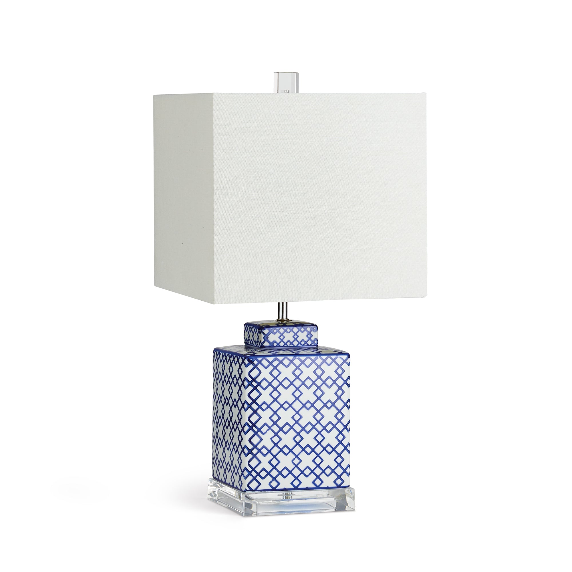 With a bold pattern and square shape, this lamp is a handsome choice for any space. On a side table, console or shelf, a stunning way to lighten up the room. Amethyst Home provides interior design, new construction, custom furniture, and area rugs in the Austin metro area.